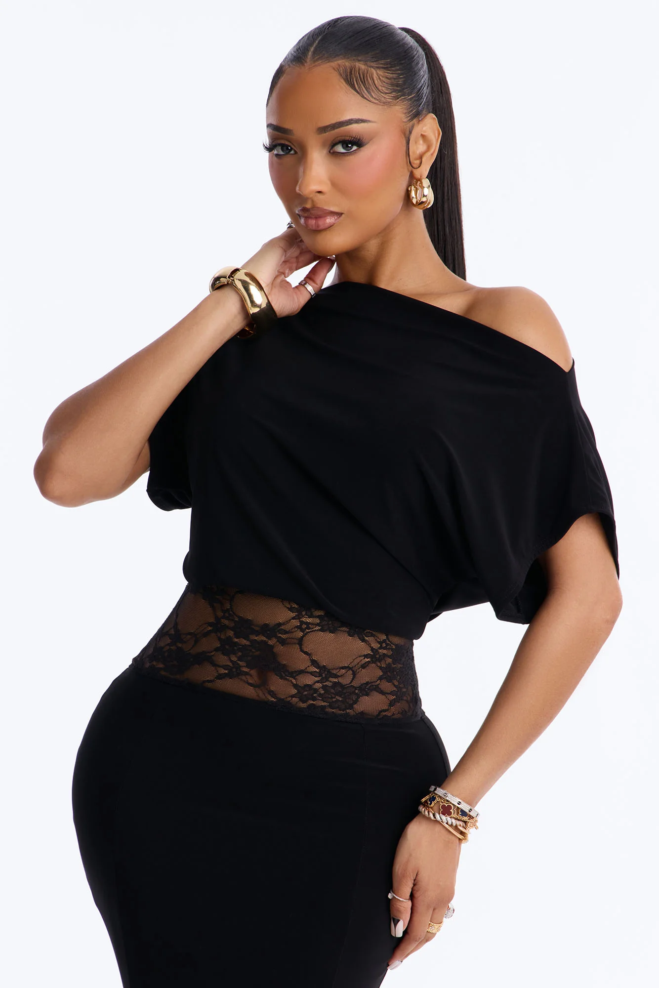 Raquel Lace Cut Out Maxi Dress - Black - Image 2