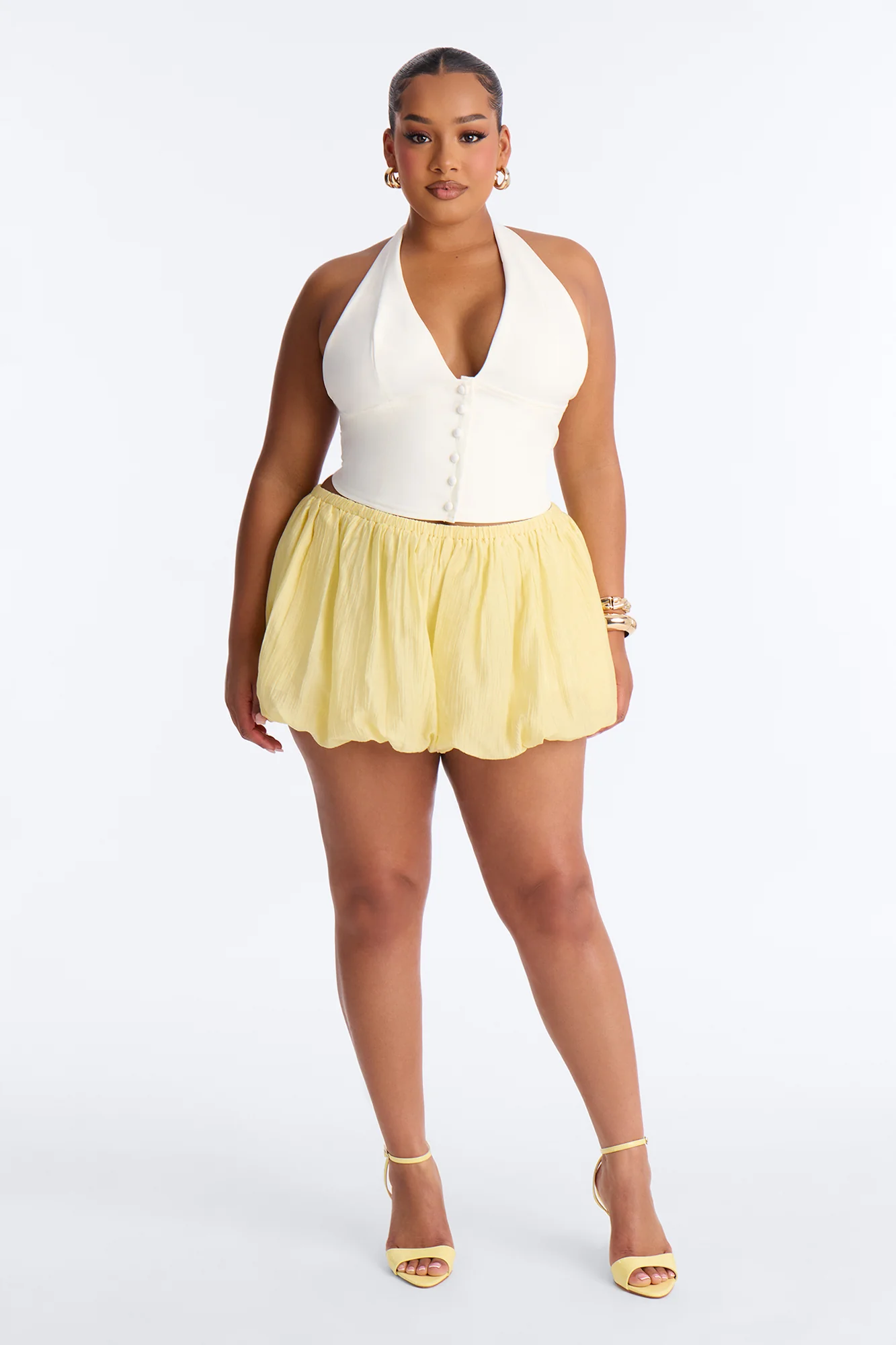 Rayna Button Front Halter Top - Cream - Image 6
