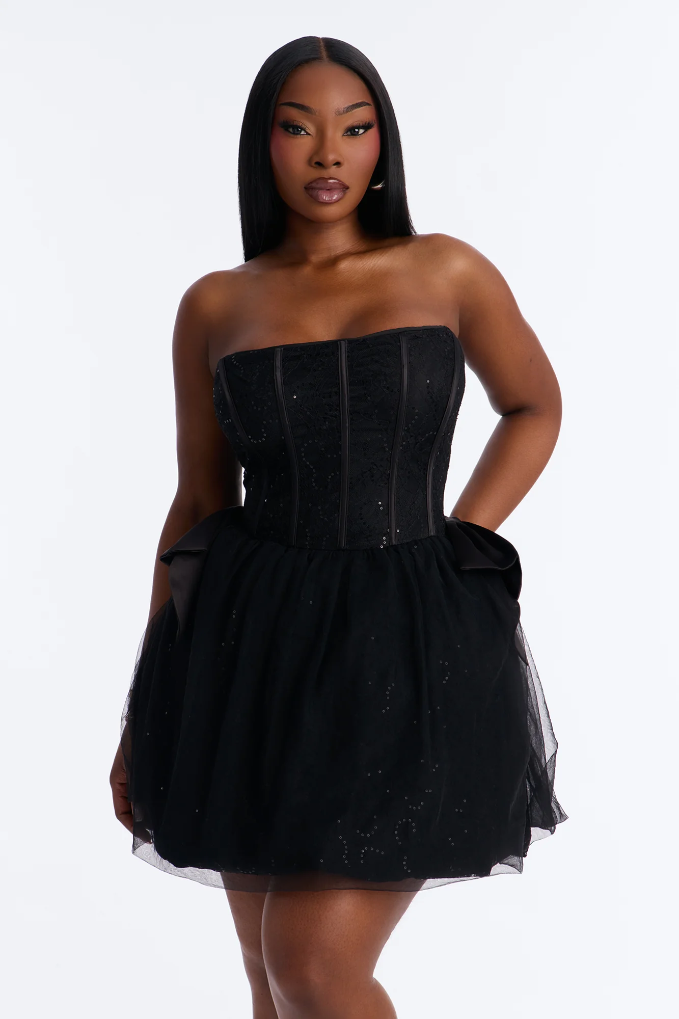 Rayna Embellished Lace Mini Dress - Black - Image 6