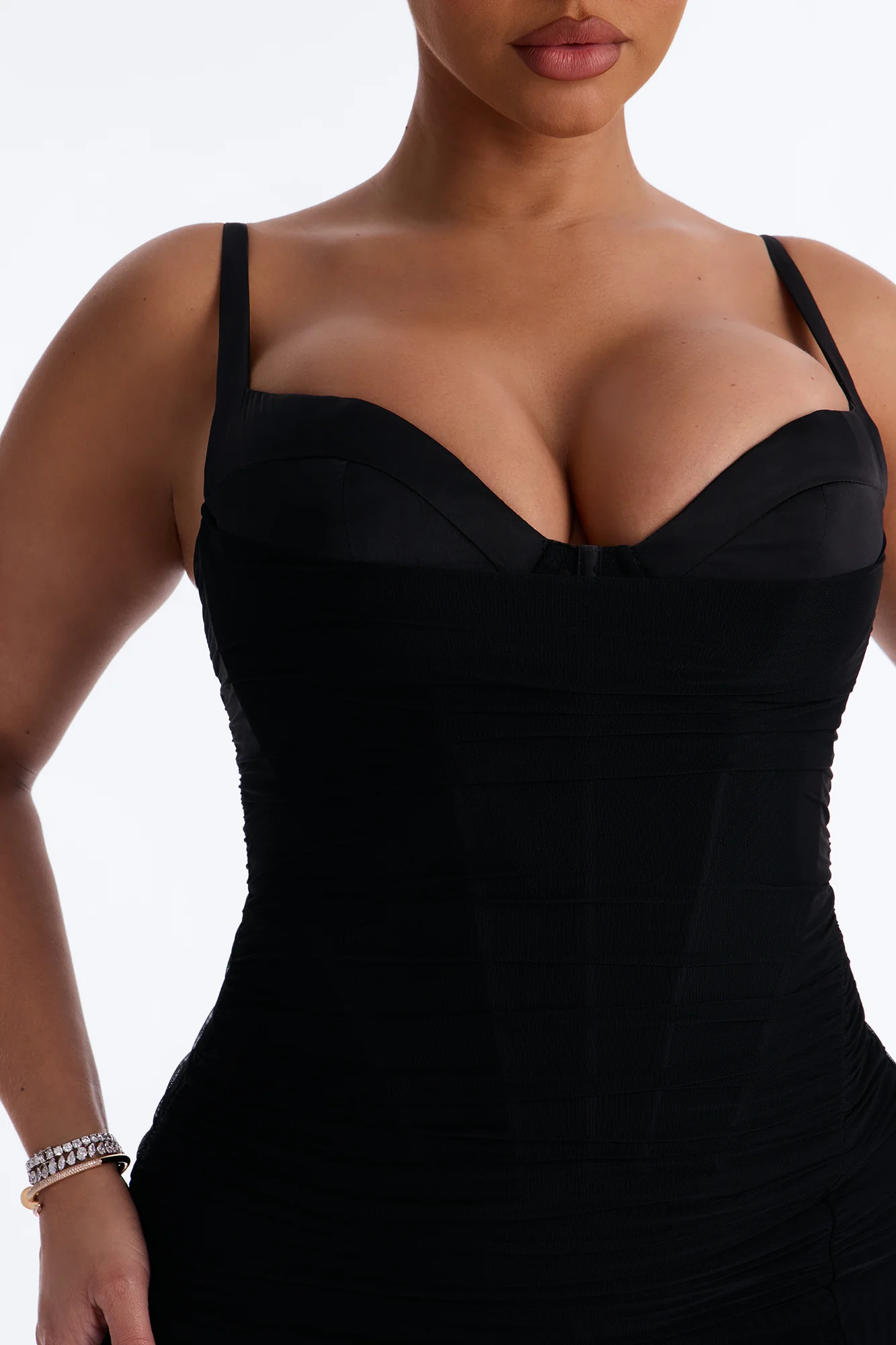 Rayna Mesh Corset Gown - Black - Image 3