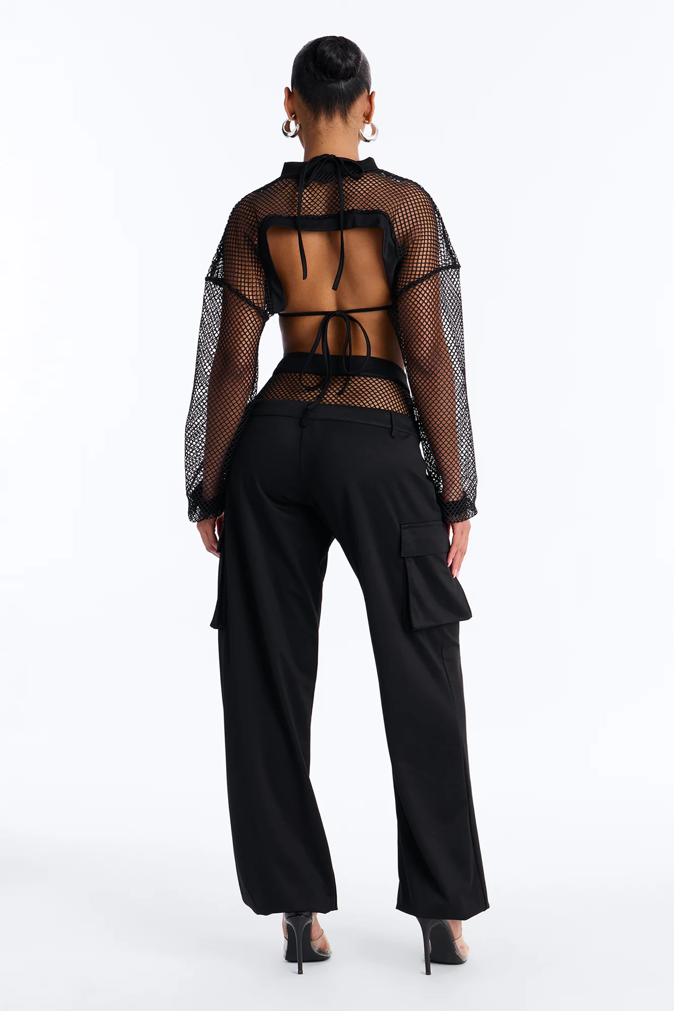 Rayne Fishnet 3 Piece Jogger Pant Set - Black - Image 4