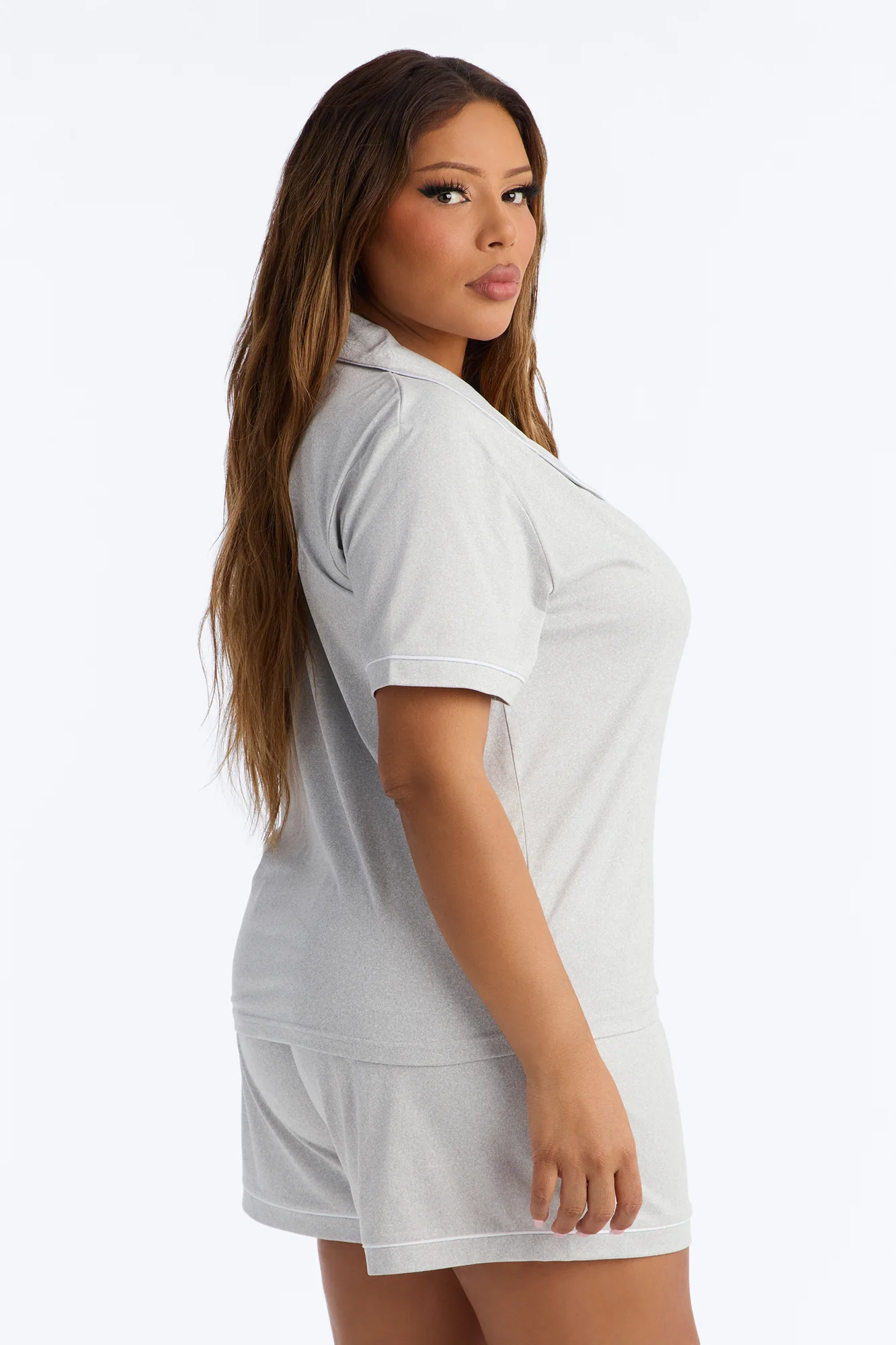 Ready For Bed PJ Short Set - Heather Grey - Image 6