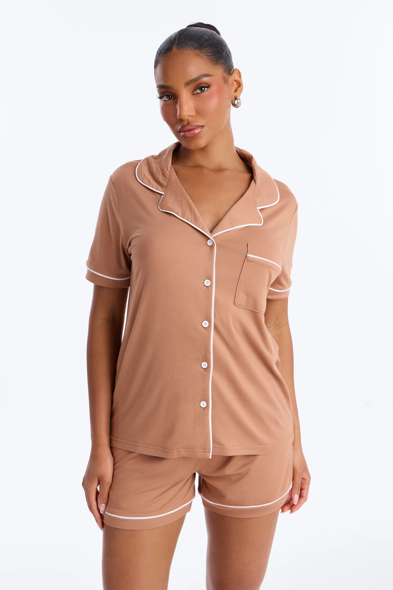 Ready For Bed PJ Short Set - Mocha