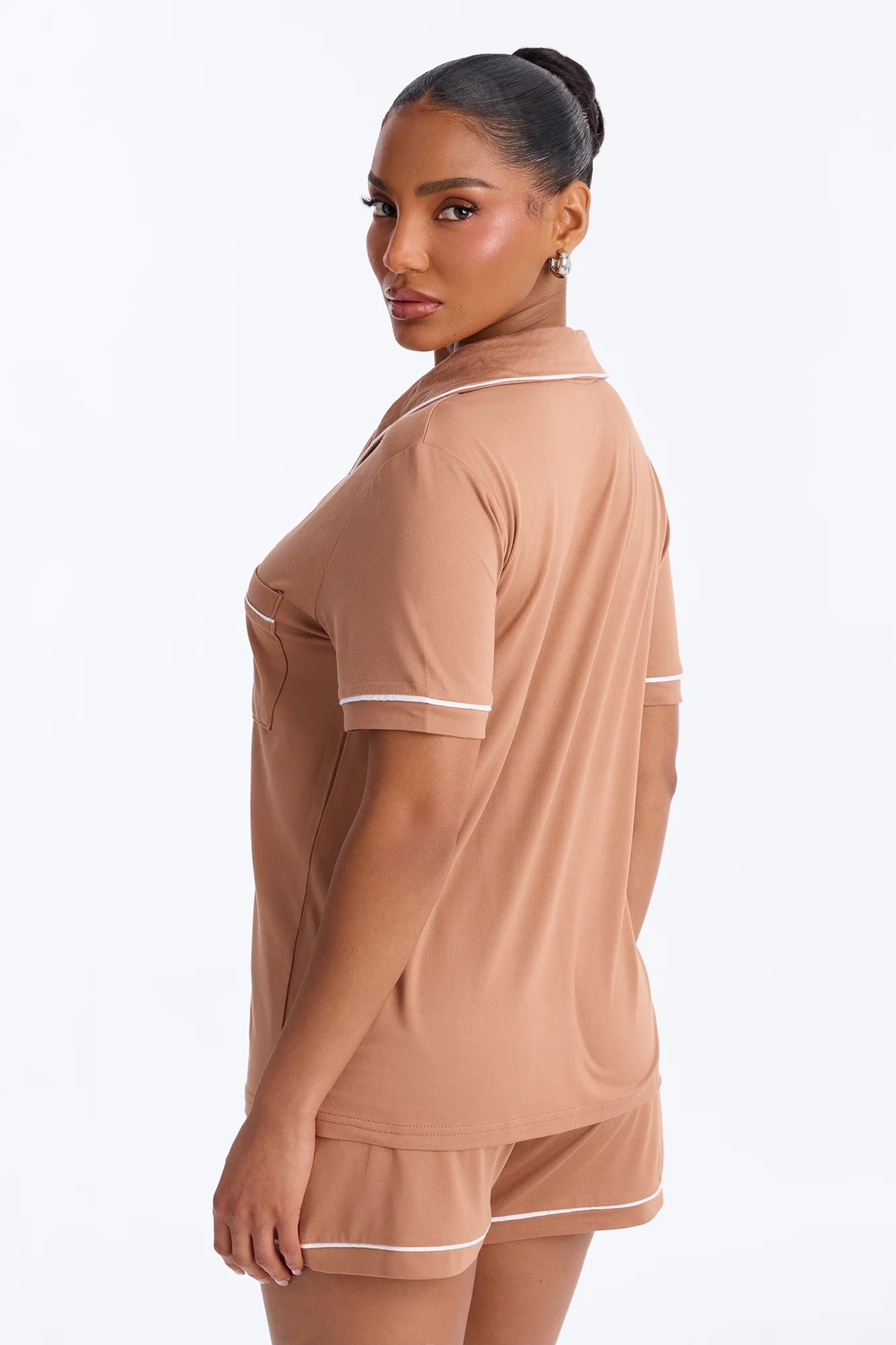 Ready For Bed PJ Short Set - Mocha - Image 3