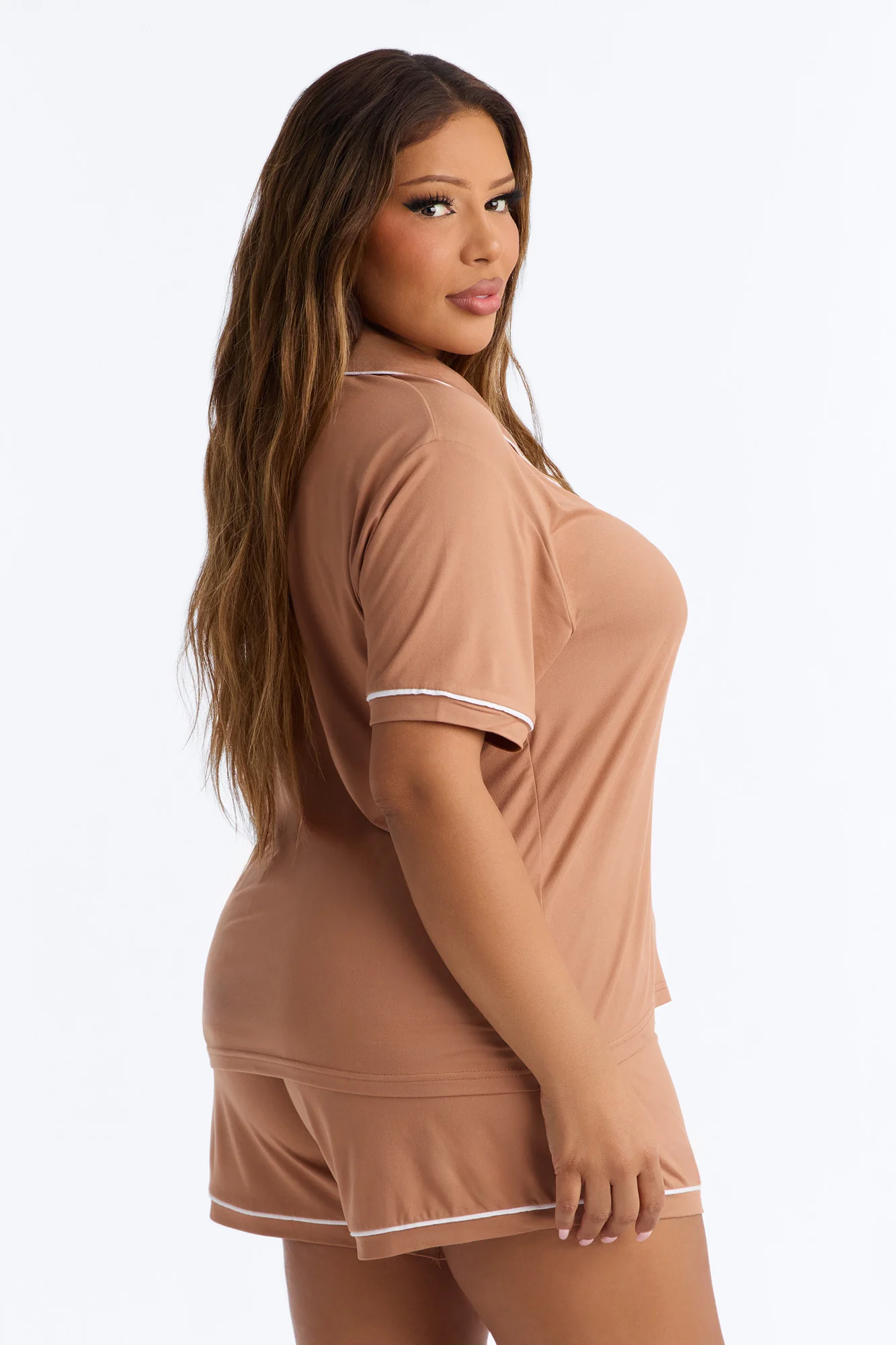Ready For Bed PJ Short Set - Mocha - Image 6