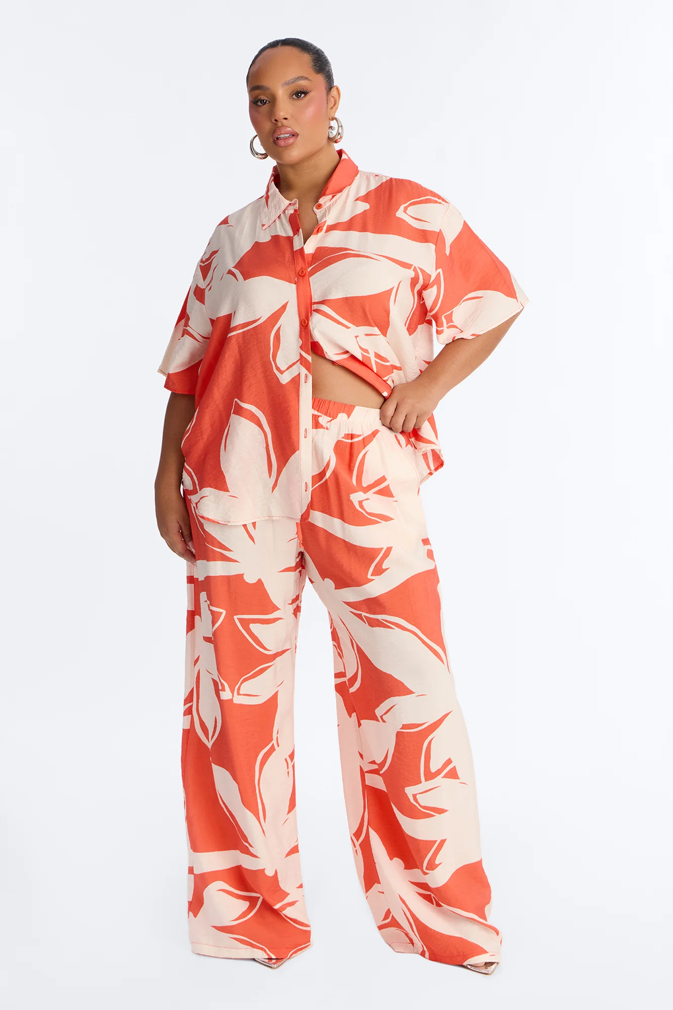 Ready For Vacay Wide Leg Pant Set - Orange - Image 5