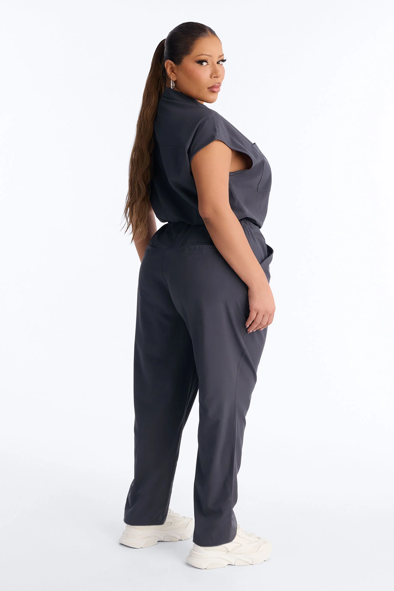 Ready Next Shift Stretch Scrub Jumpsuit - Charcoal - Image 8