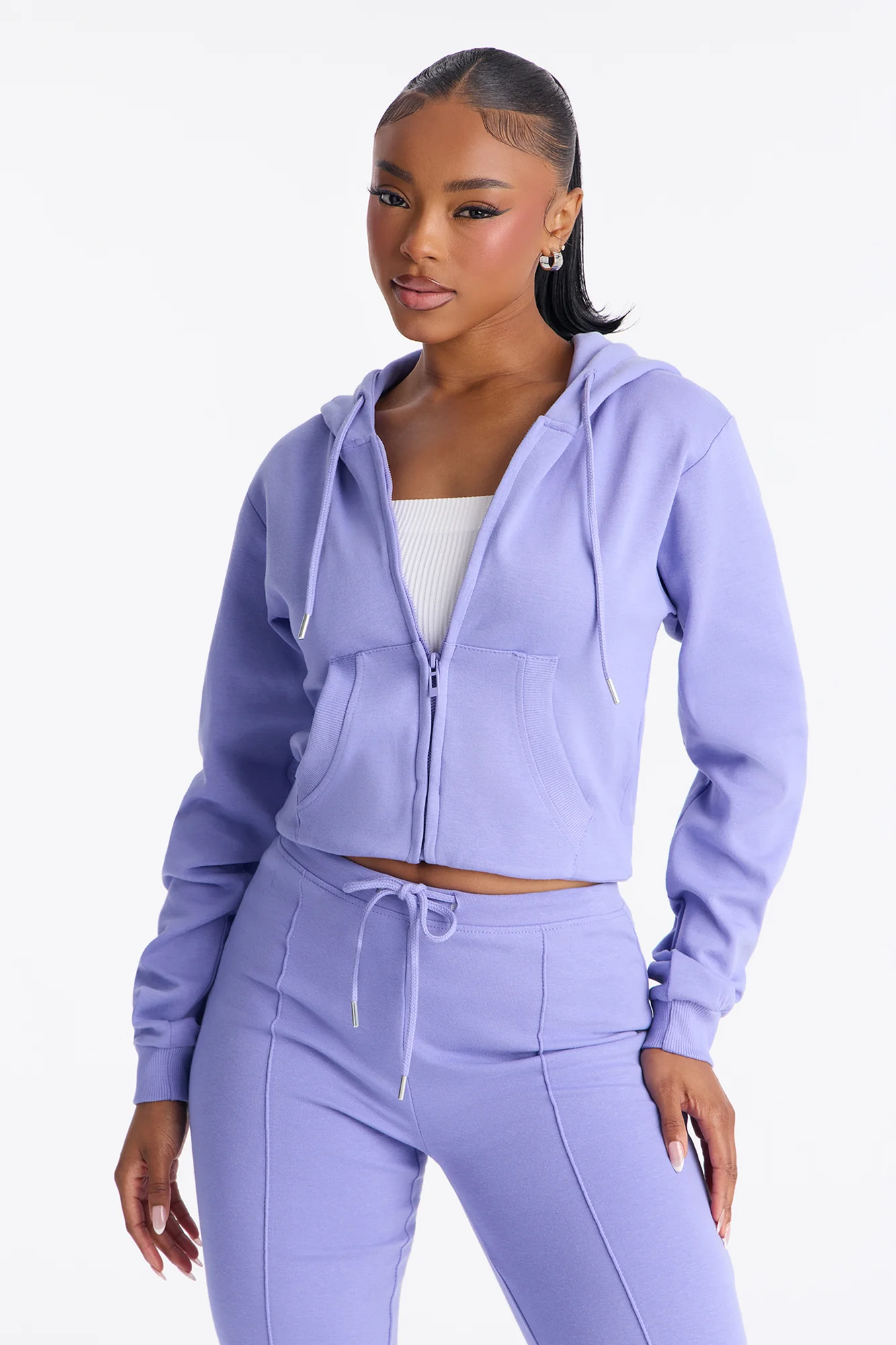 Ready To Go Zip Up Pant Set - Periwinkle - Image 3