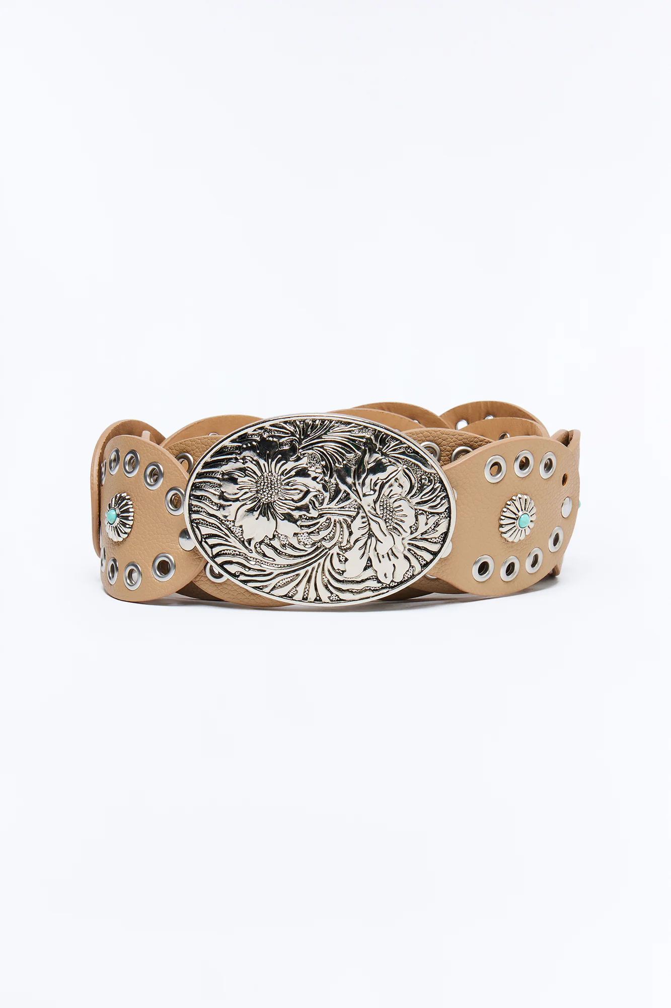 Ready Up Faux Leather Boho Belt - Taupe - Image 4