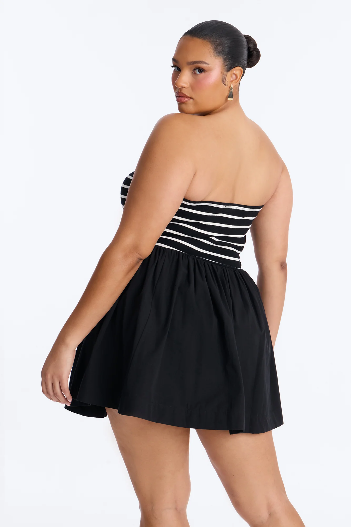 Reagan Strapless Striped Mini Dress - Black/White - Image 7