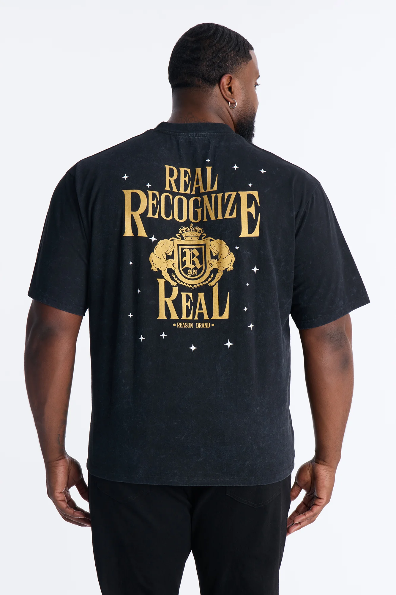Real Recognizes Real Embroidery Short Sleeve Tee - Black Wash - Image 4