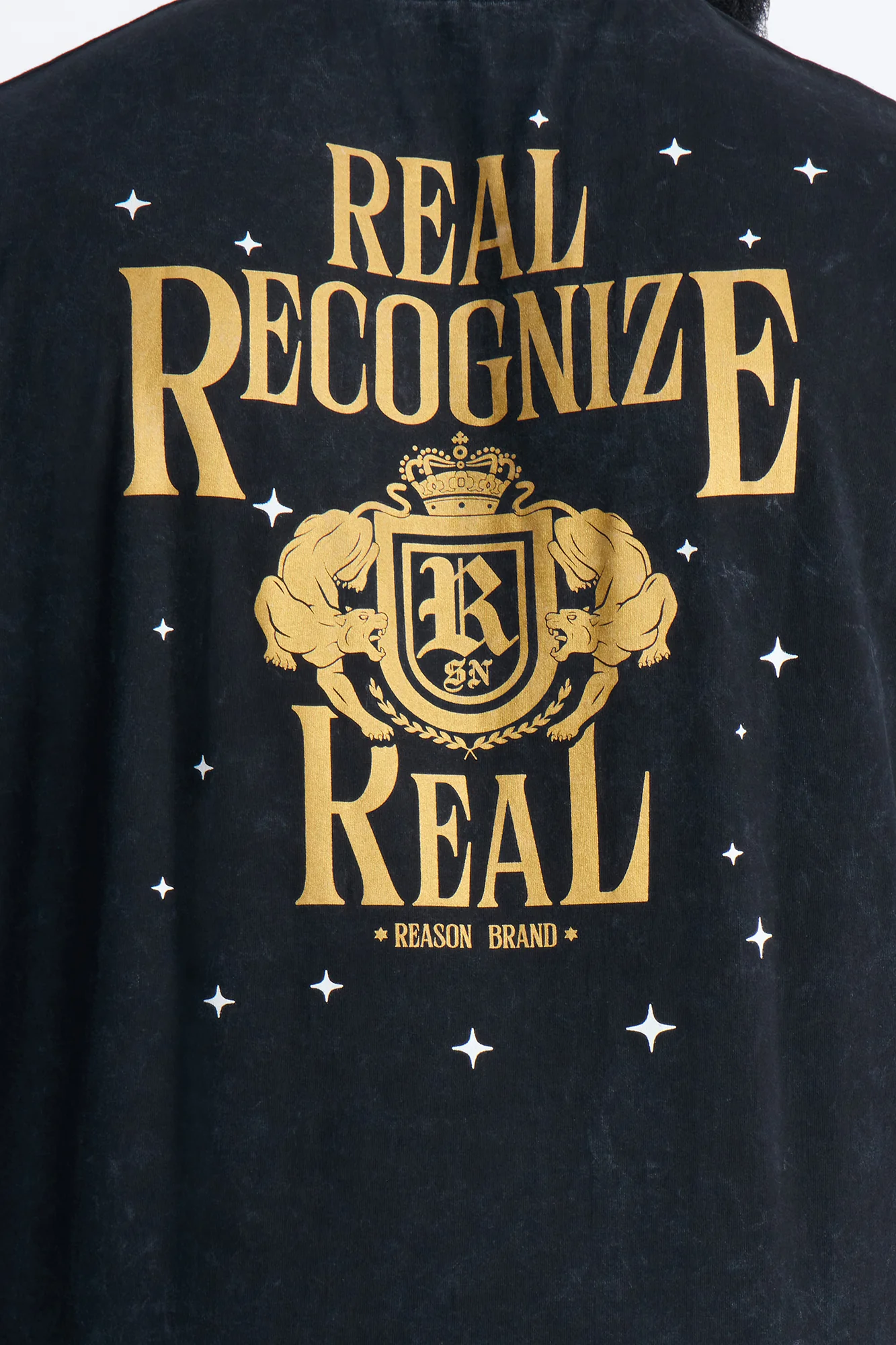 Real Recognizes Real Embroidery Short Sleeve Tee - Black Wash - Image 5