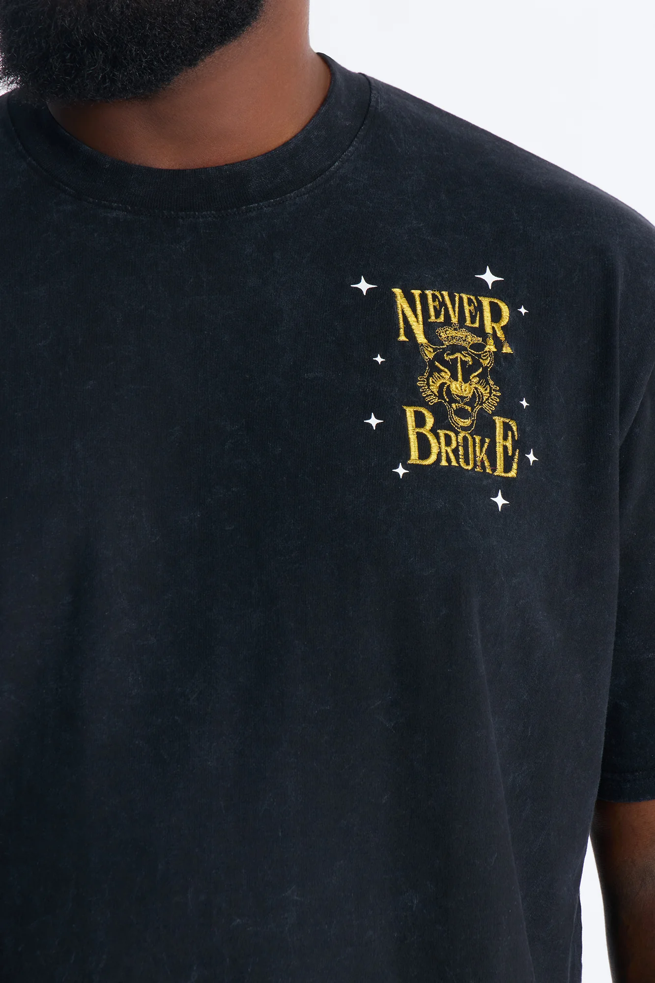 Real Recognizes Real Embroidery Short Sleeve Tee - Black Wash - Image 7