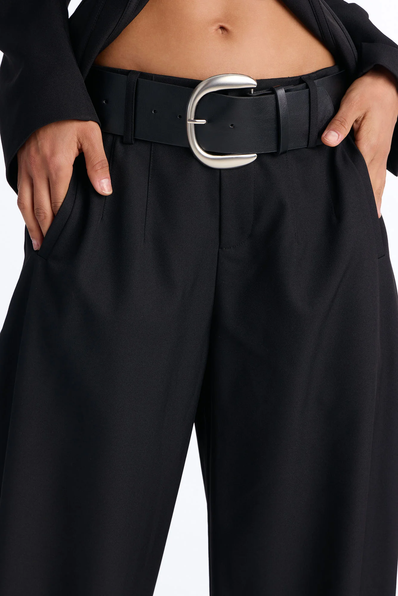 Rebecca Belted Barrel Trouser Pants - Black - Image 3