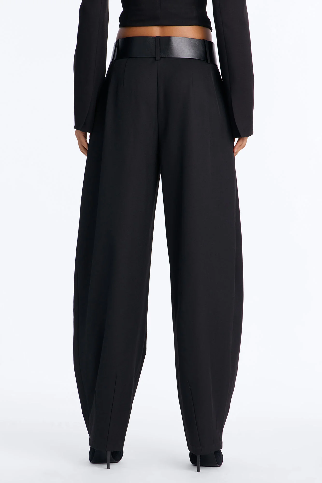 Rebecca Belted Barrel Trouser Pants - Black - Image 4