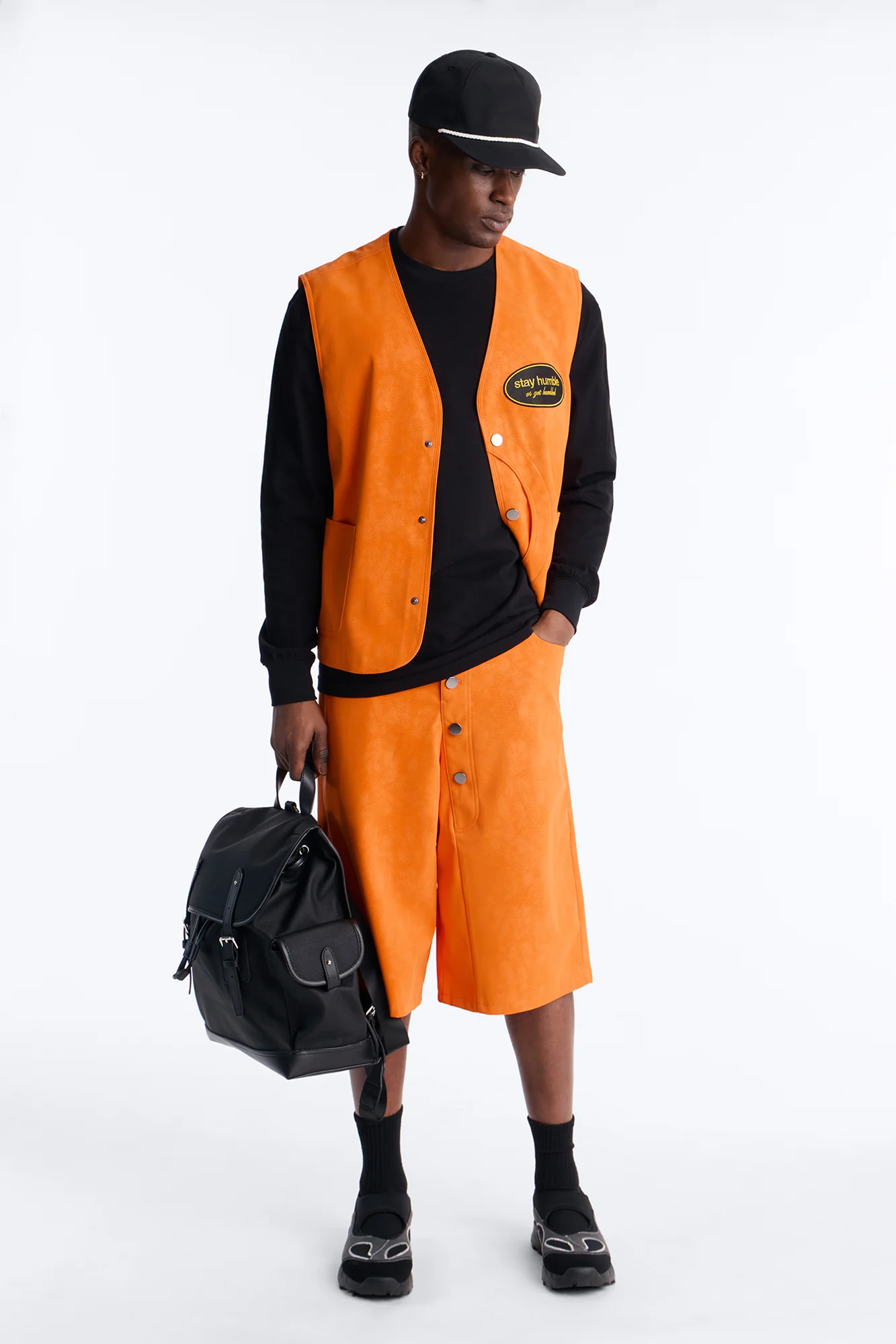 Rebel Hyde Faux Leather Vest - Orange - Image 2