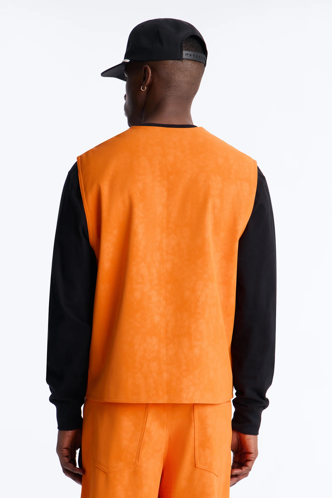 Rebel Hyde Faux Leather Vest - Orange - Image 3