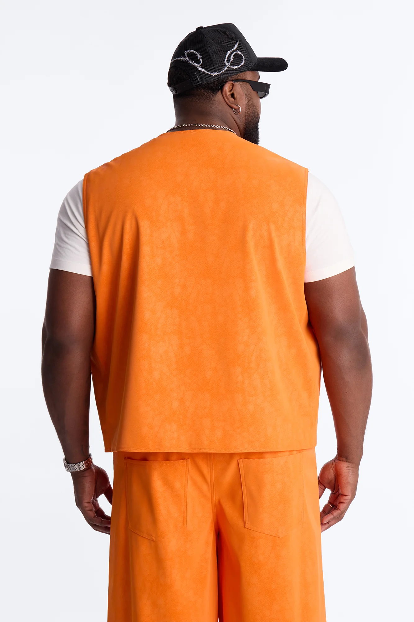 Rebel Hyde Faux Leather Vest - Orange - Image 7