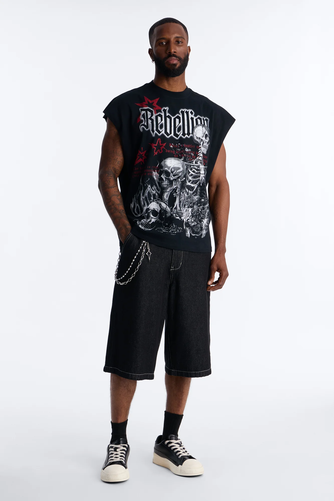 Rebellion Oversized Muscle Tee - Black - Image 2