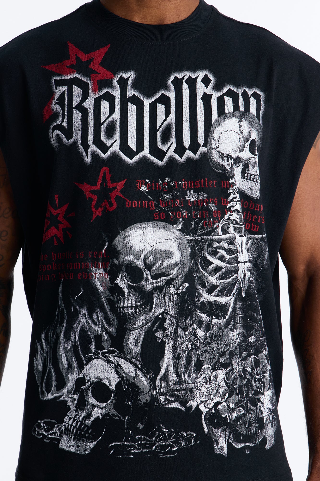 Rebellion Oversized Muscle Tee - Black - Image 3