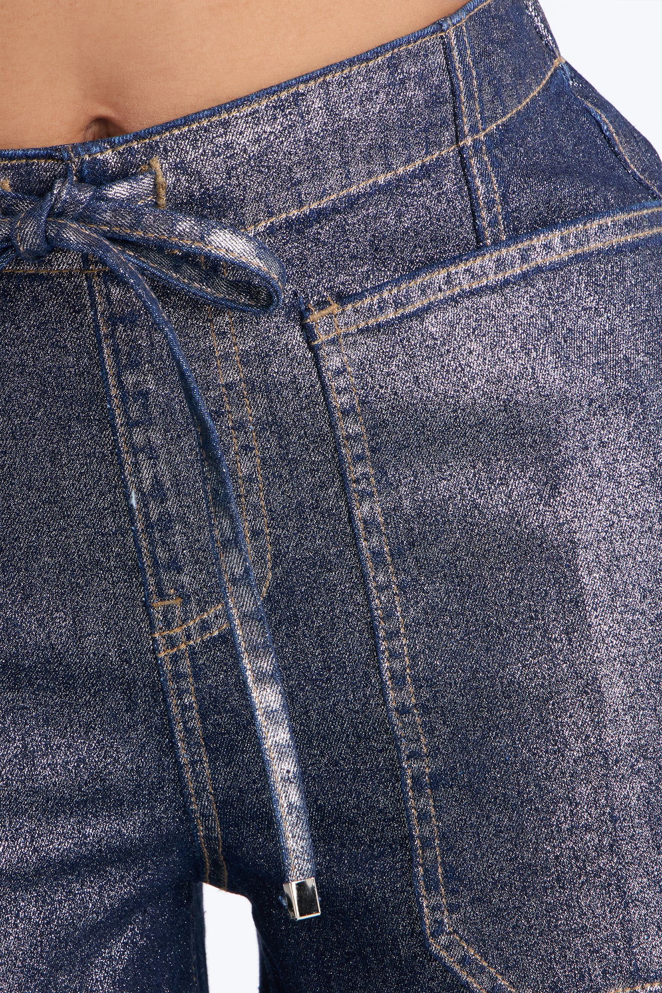Reflect On Me Metallic Pull On Jeans - Dark Wash - Image 3