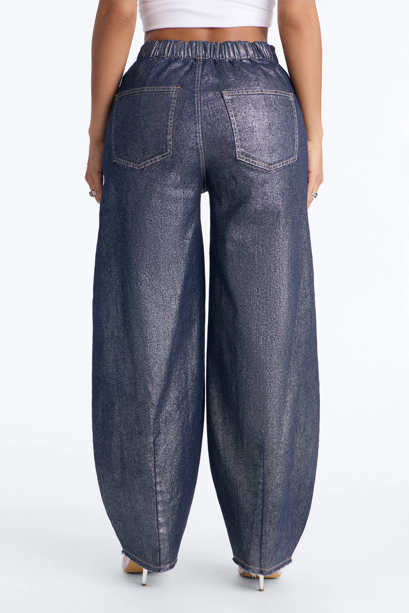 Reflect On Me Metallic Pull On Jeans - Dark Wash - Image 4