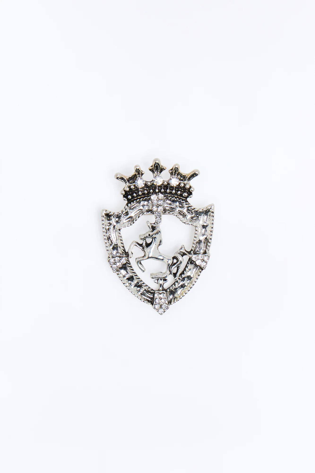 Regal Shield Brooch - Silver