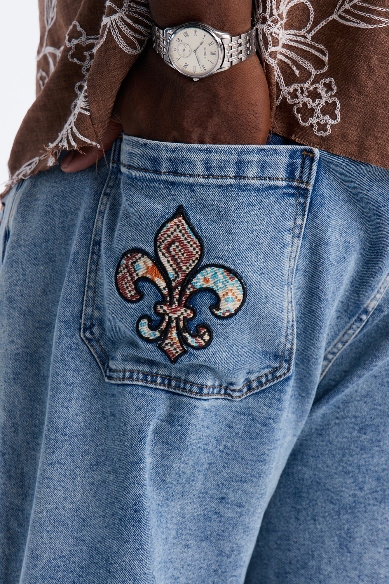 Regal Tapestry Stacked Slim Flare Jean - Light Blue Wash - Image 10