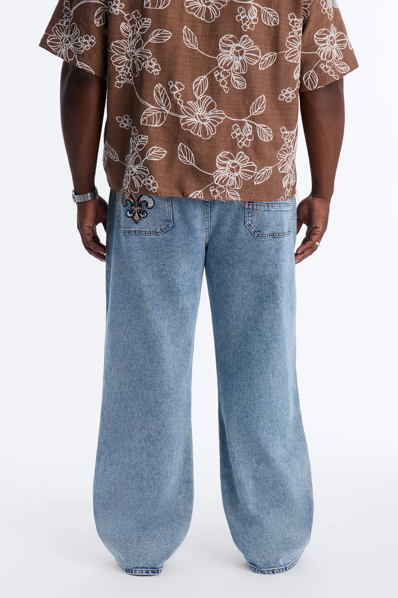 Regal Tapestry Stacked Slim Flare Jean - Light Blue Wash - Image 11