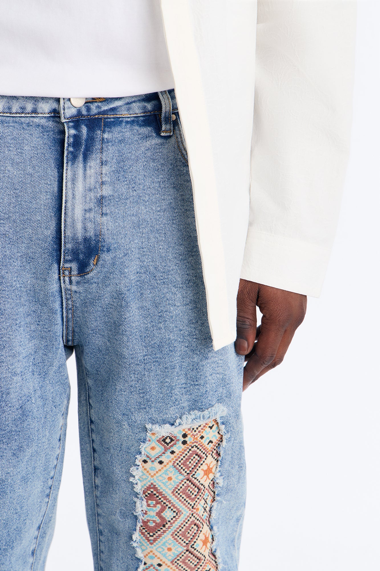 Regal Tapestry Stacked Slim Flare Jean - Light Blue Wash - Image 4