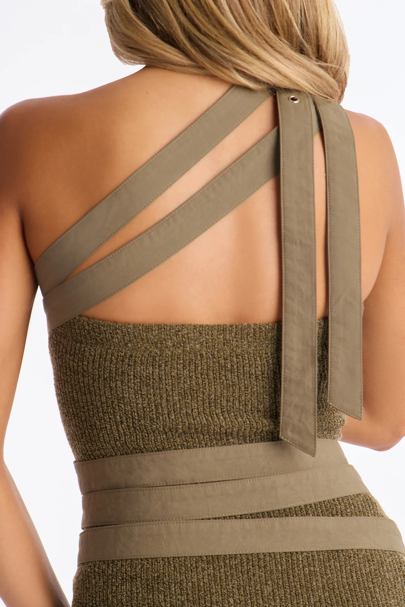 Regina Belted Sweater Mini Dress - Olive - Image 5