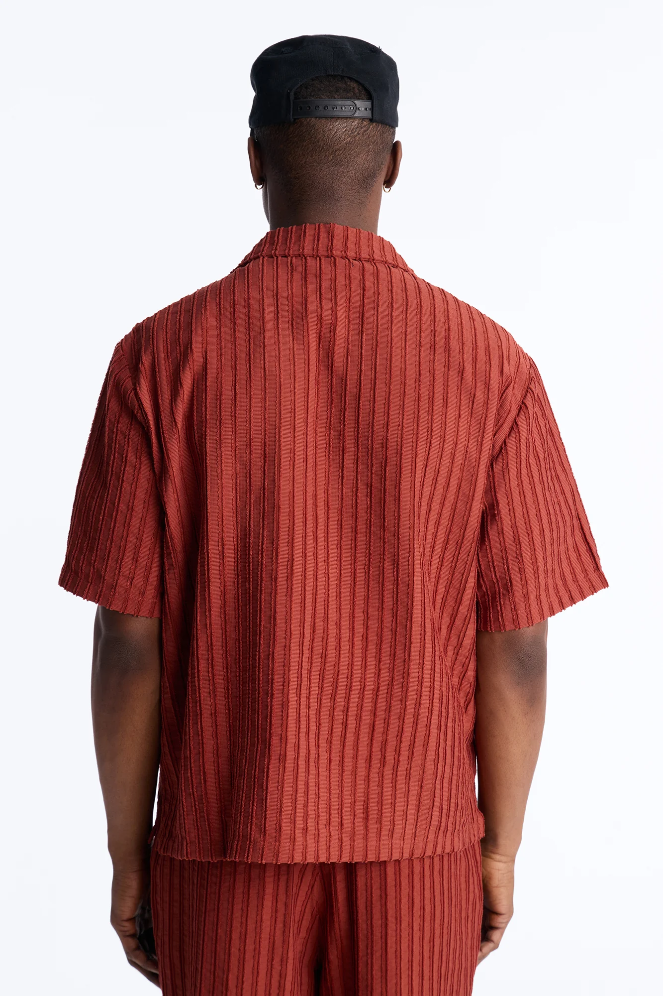Relaxed Aegean Pleat Cuban Collar Button Up - Rust - Image 5