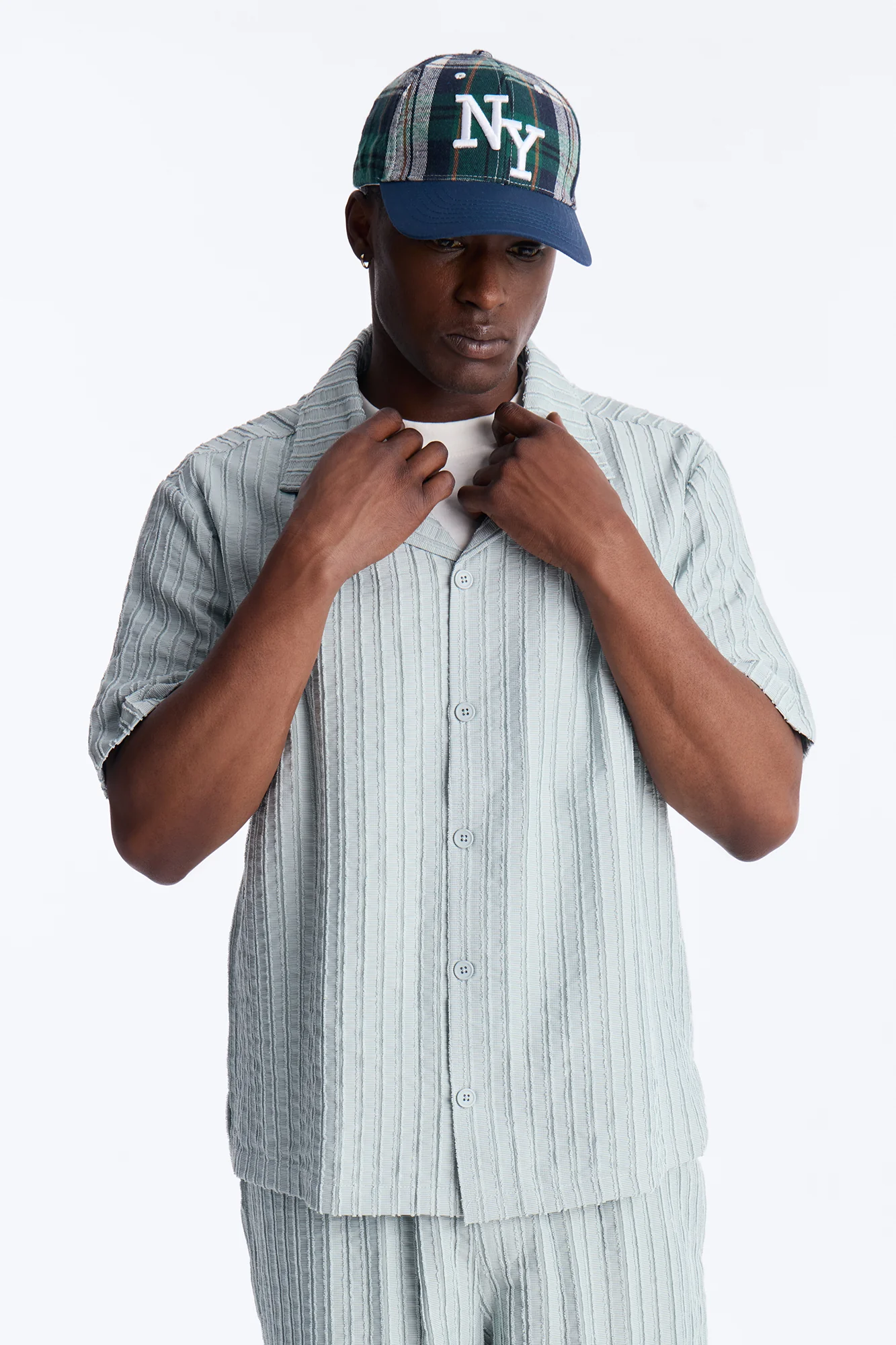 Relaxed Aegean Pleat Cuban Collar Button Up - Sage - Image 2