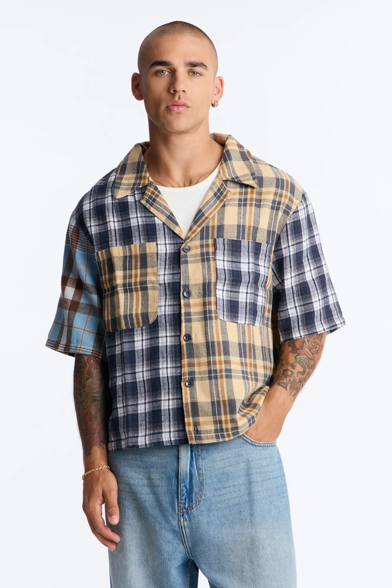 Relaxed Backyard Days Plaid Button Up Shirt - Multi Color