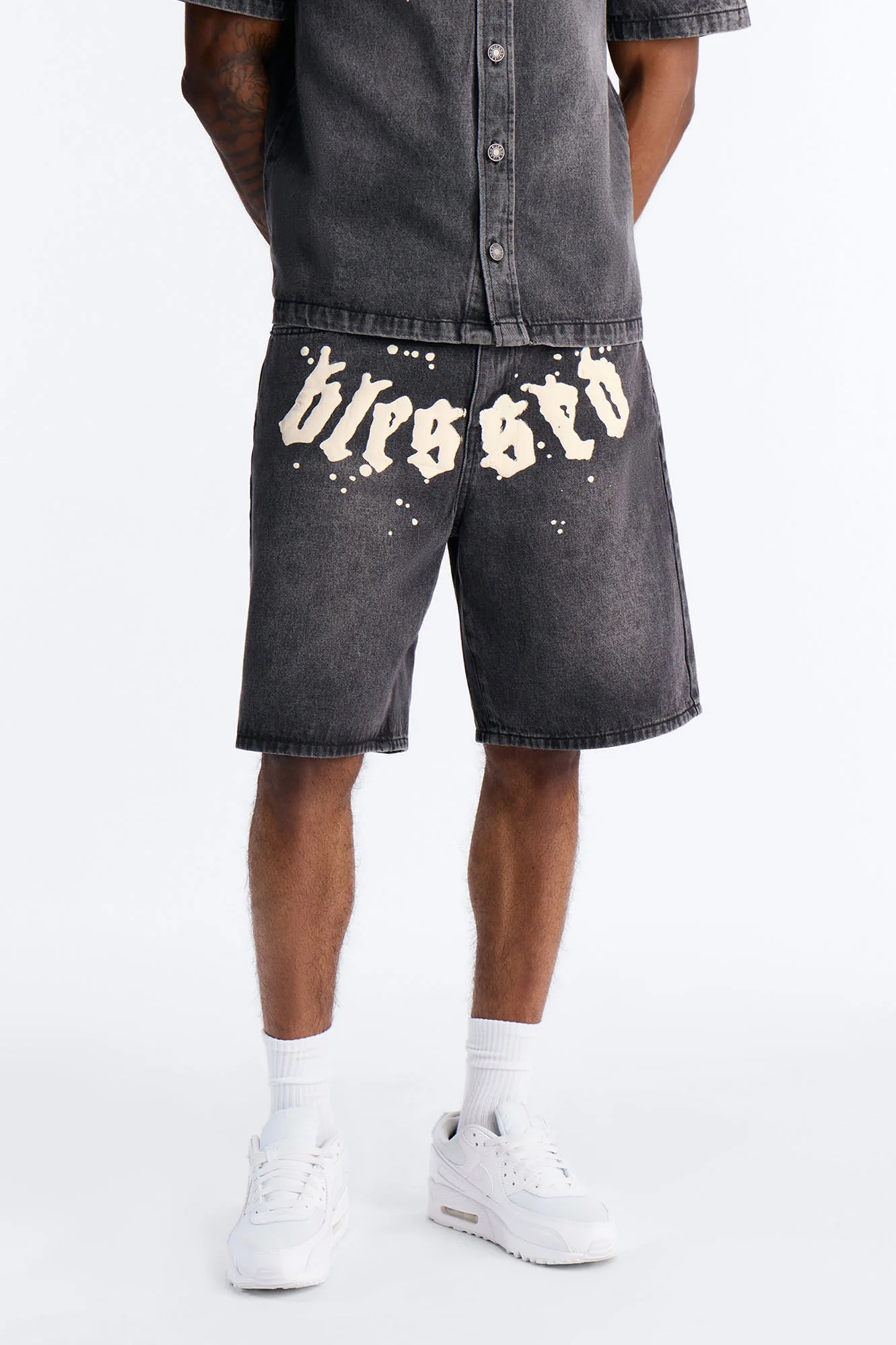 Relaxed Been Blessed Denim Shorts - Black Wash