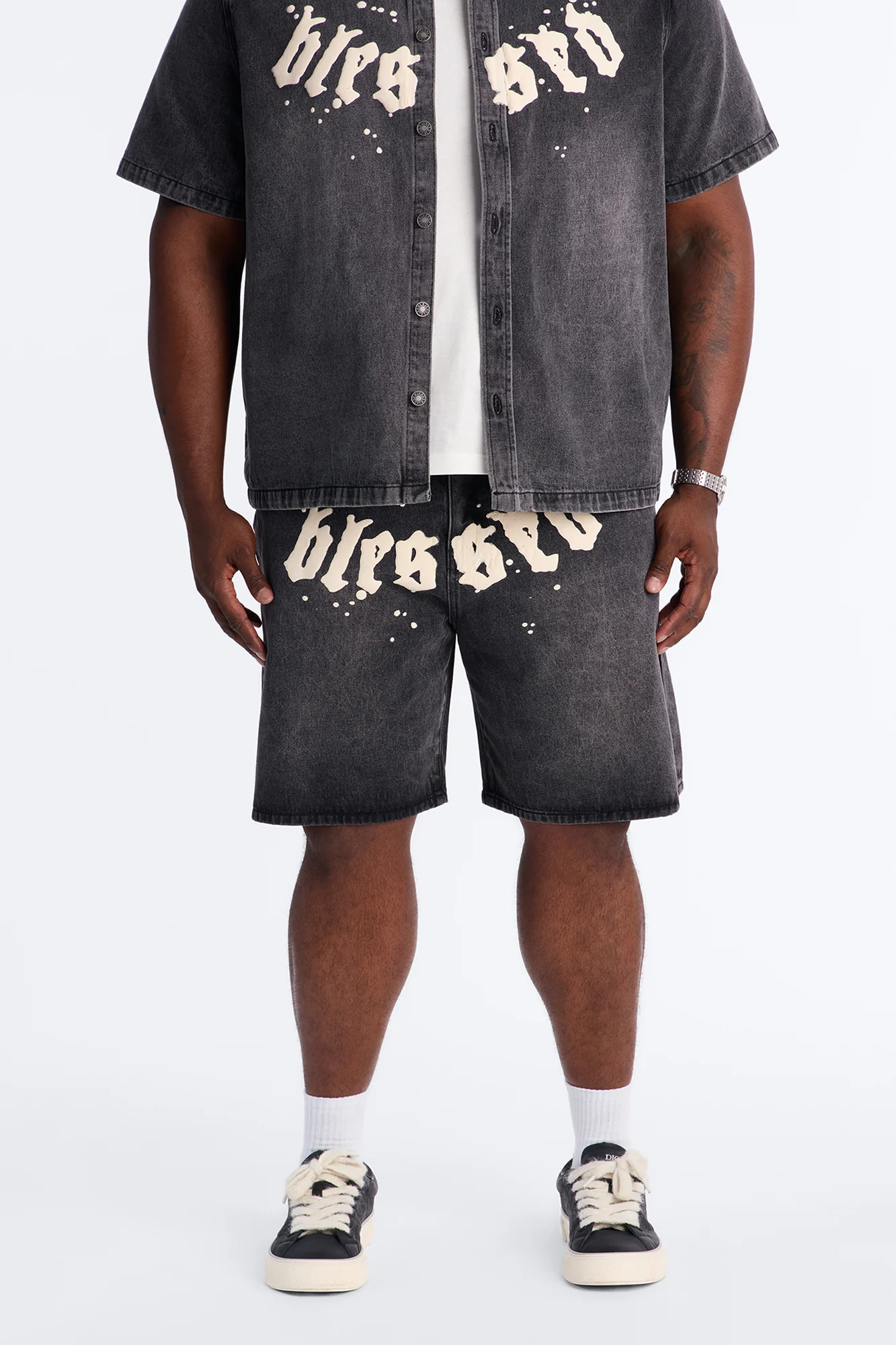 Relaxed Been Blessed Denim Shorts - Black Wash - Image 5