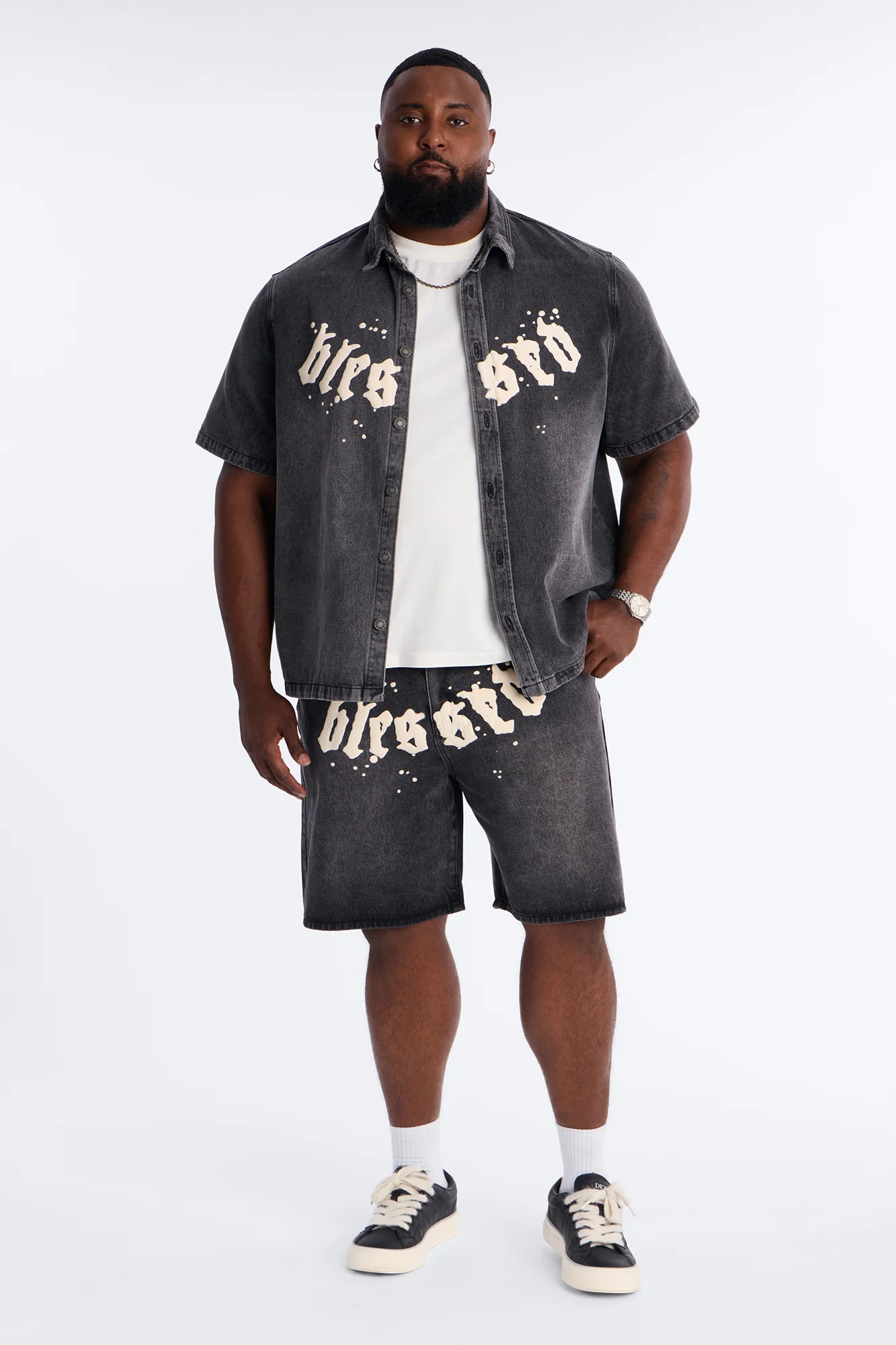 Relaxed Been Blessed Denim Shorts - Black Wash - Image 6