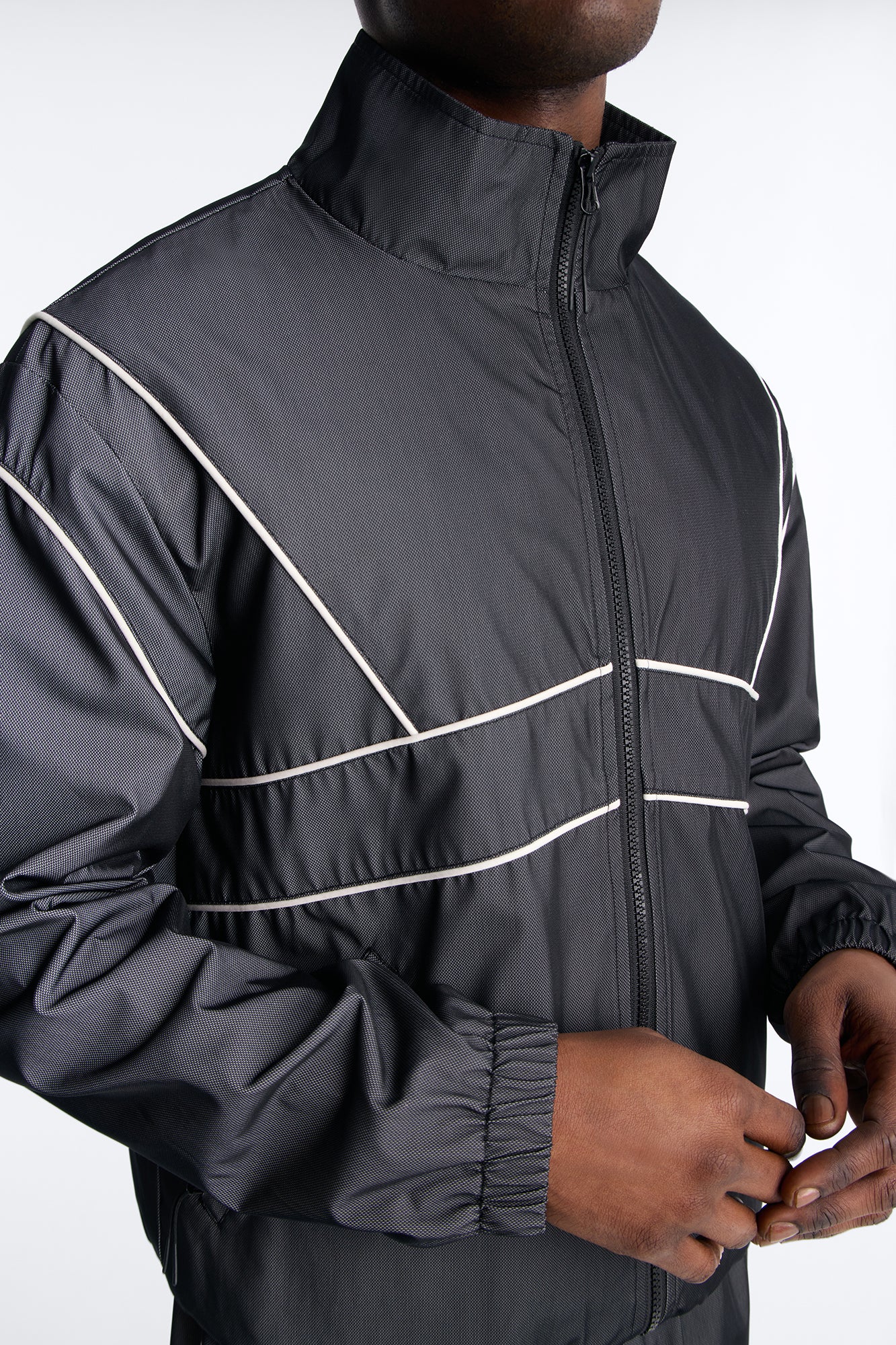 Relaxed Chroma Reflective Mesh Overlay Windbreaker Jacket - PlatinumIce - Image 3