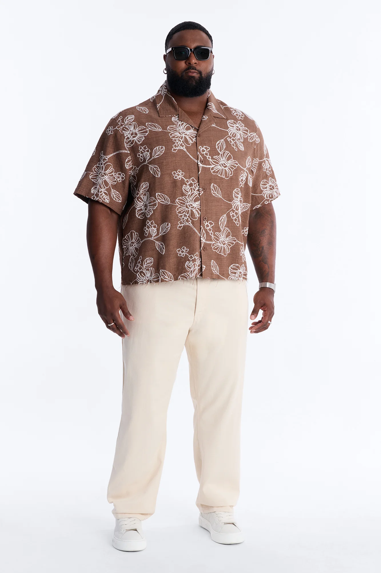 Relaxed Cropped After Shore Cuban Button Up Shirt - Brown - Image 2