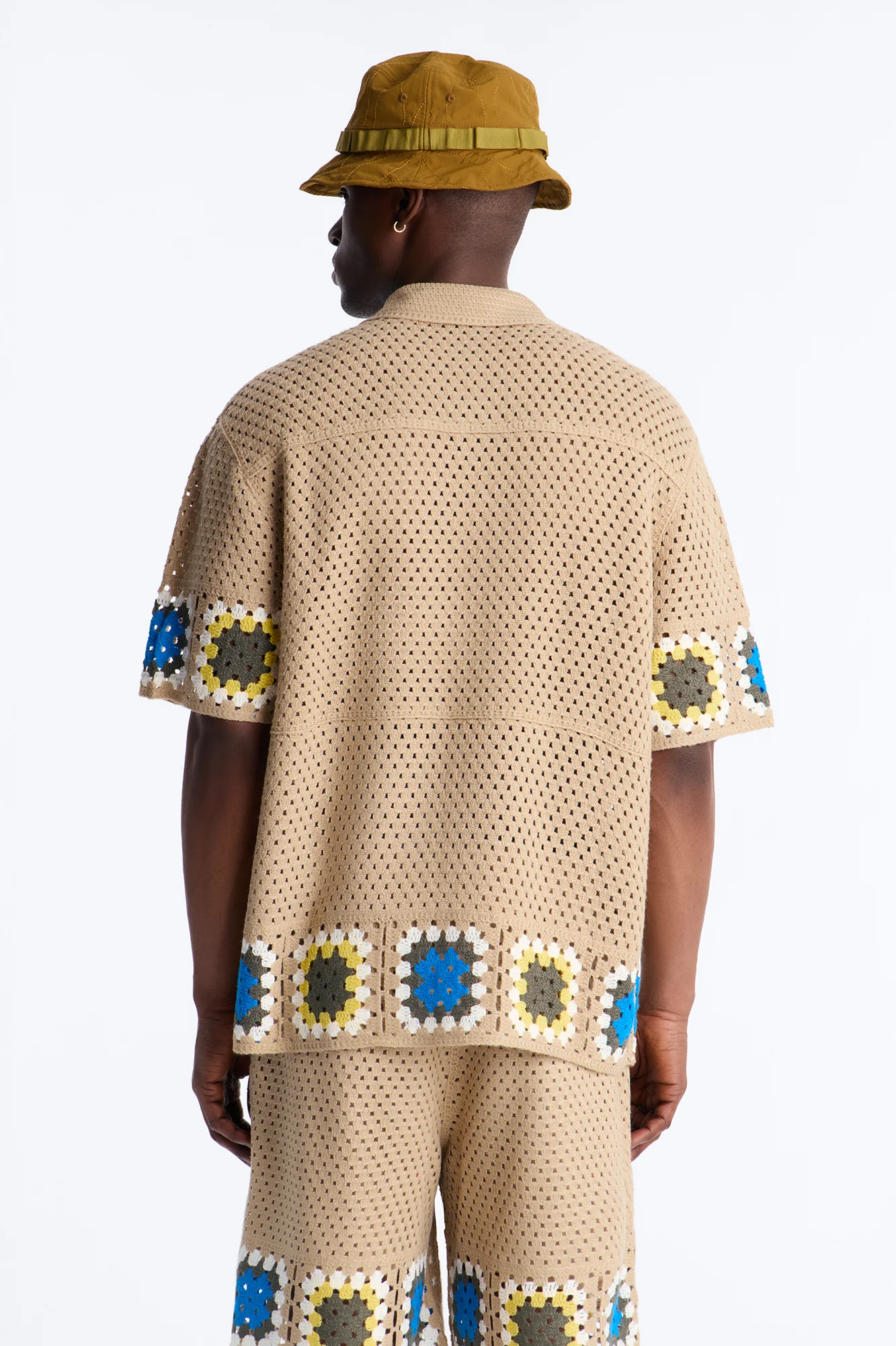 Relaxed Daisy Daze Crochet Button Up Shirt - Tan - Image 4