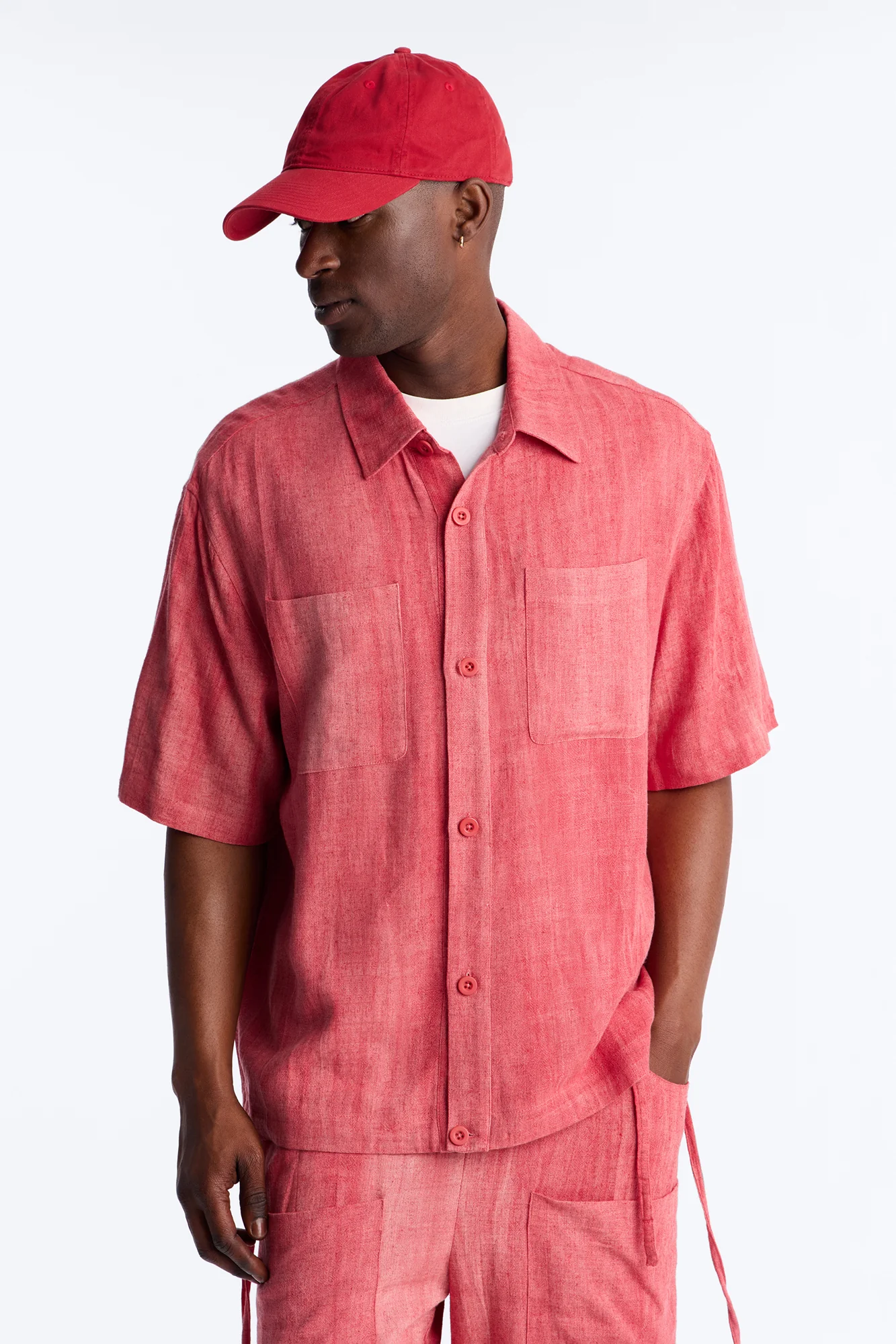 Relaxed Desert Oasis Button Up Shirt - Red