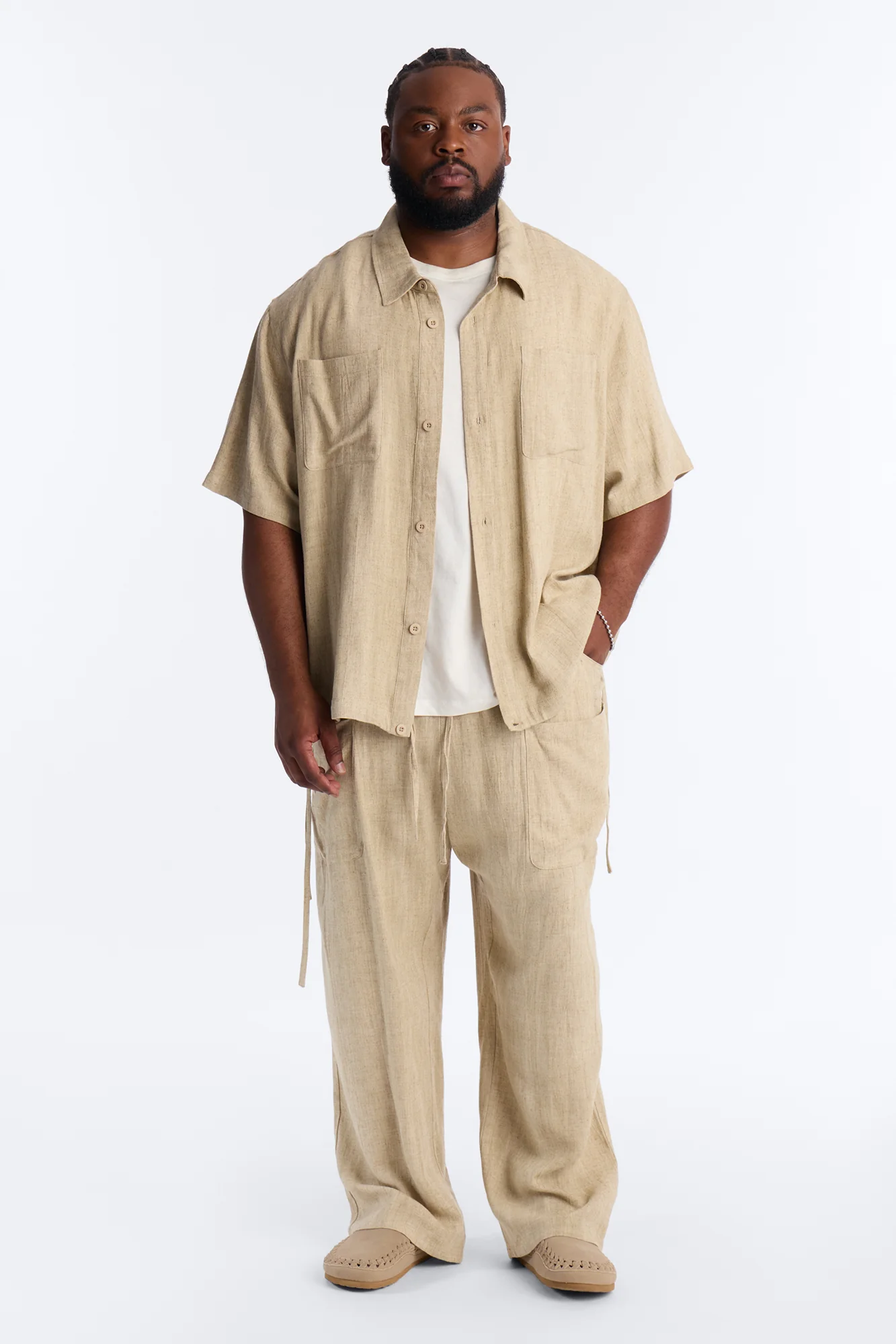 Relaxed Desert Oasis Button Up Shirt - Tan - Image 6