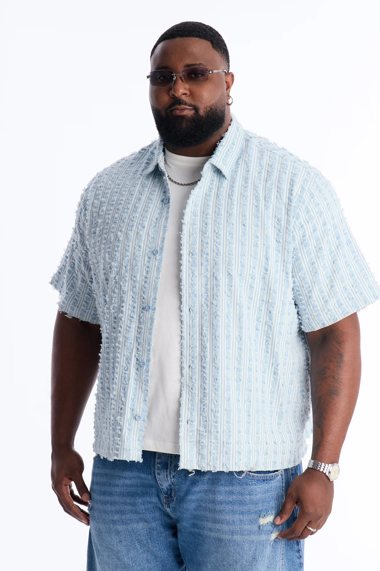 Relaxed Eternal Shell Button Up Shirt - Light Blue - Image 5