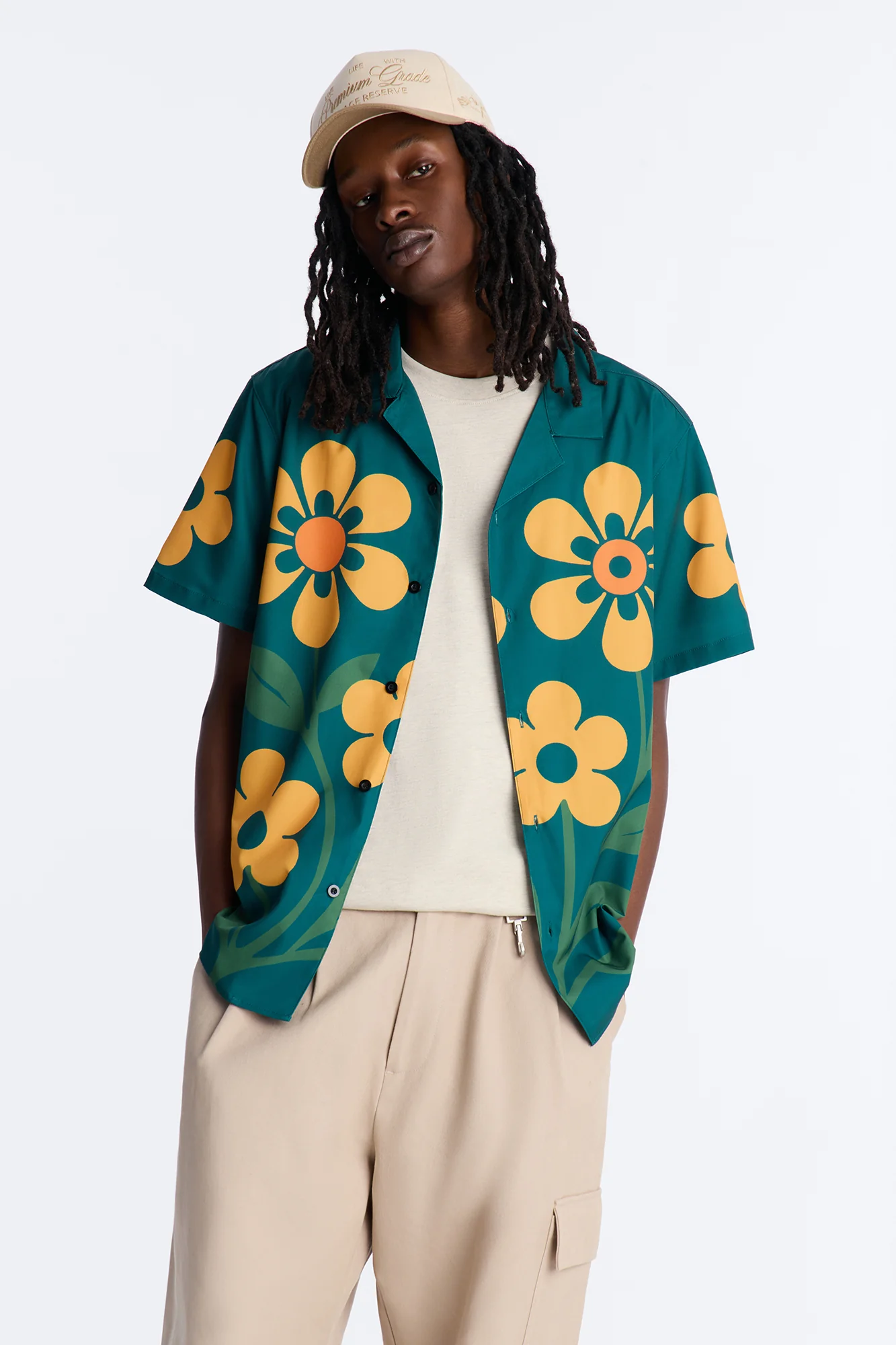 Relaxed Forest Bloom Button Up Shirt - Green