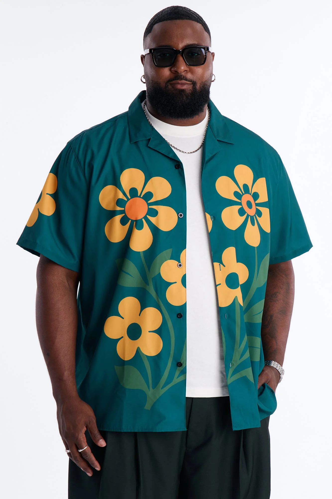 Relaxed Forest Bloom Button Up Shirt - Green - Image 5
