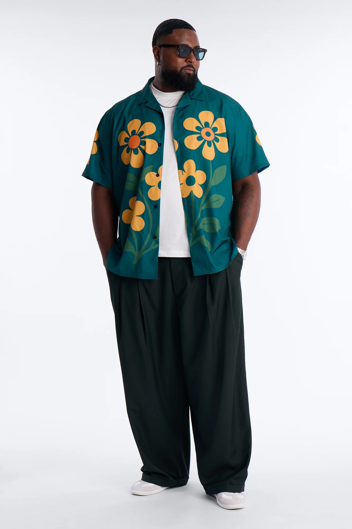 Relaxed Forest Bloom Button Up Shirt - Green - Image 6