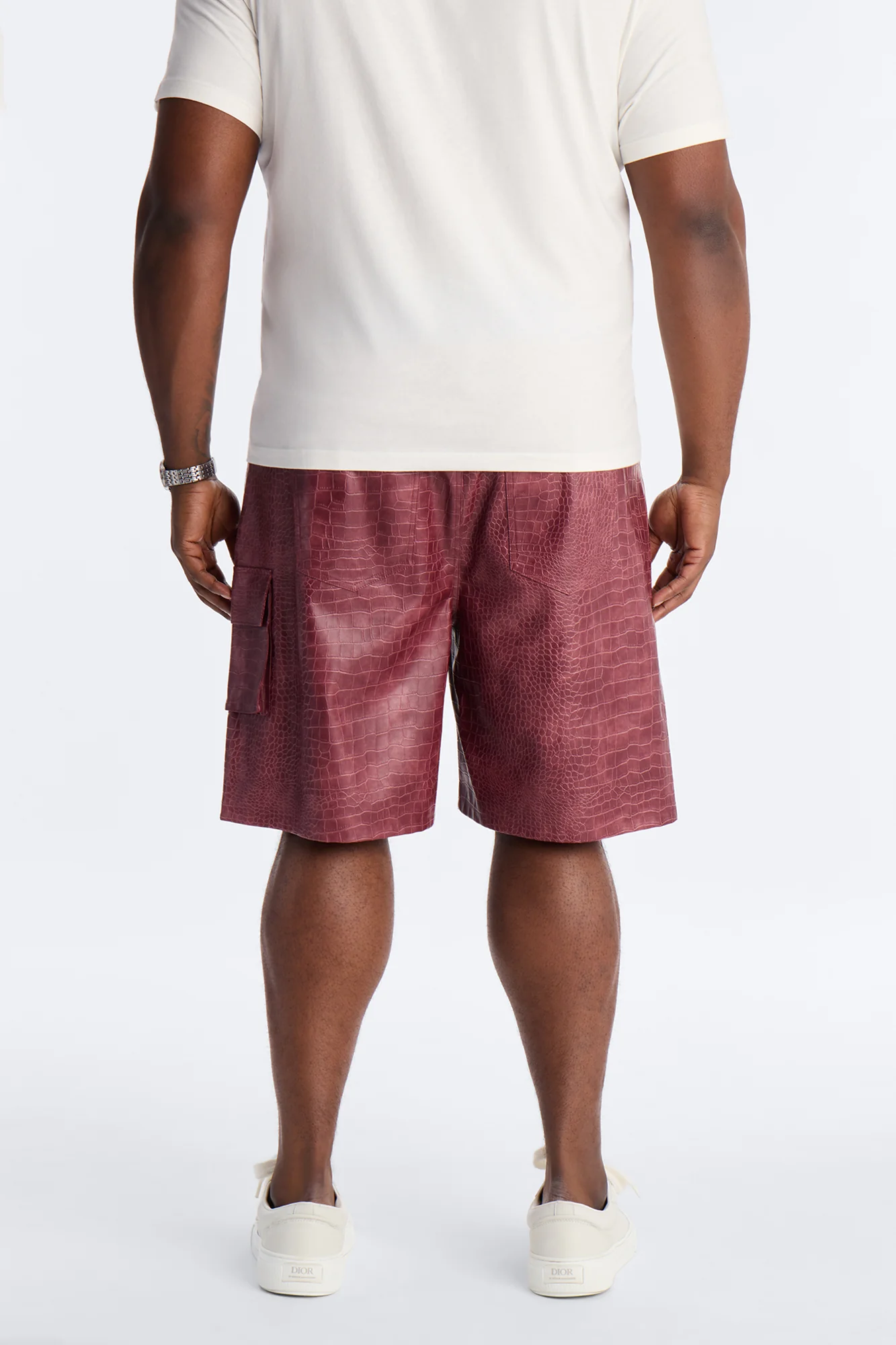 Relaxed Freedom Lane Faux Leather Croc Short - Burgundy - Image 10
