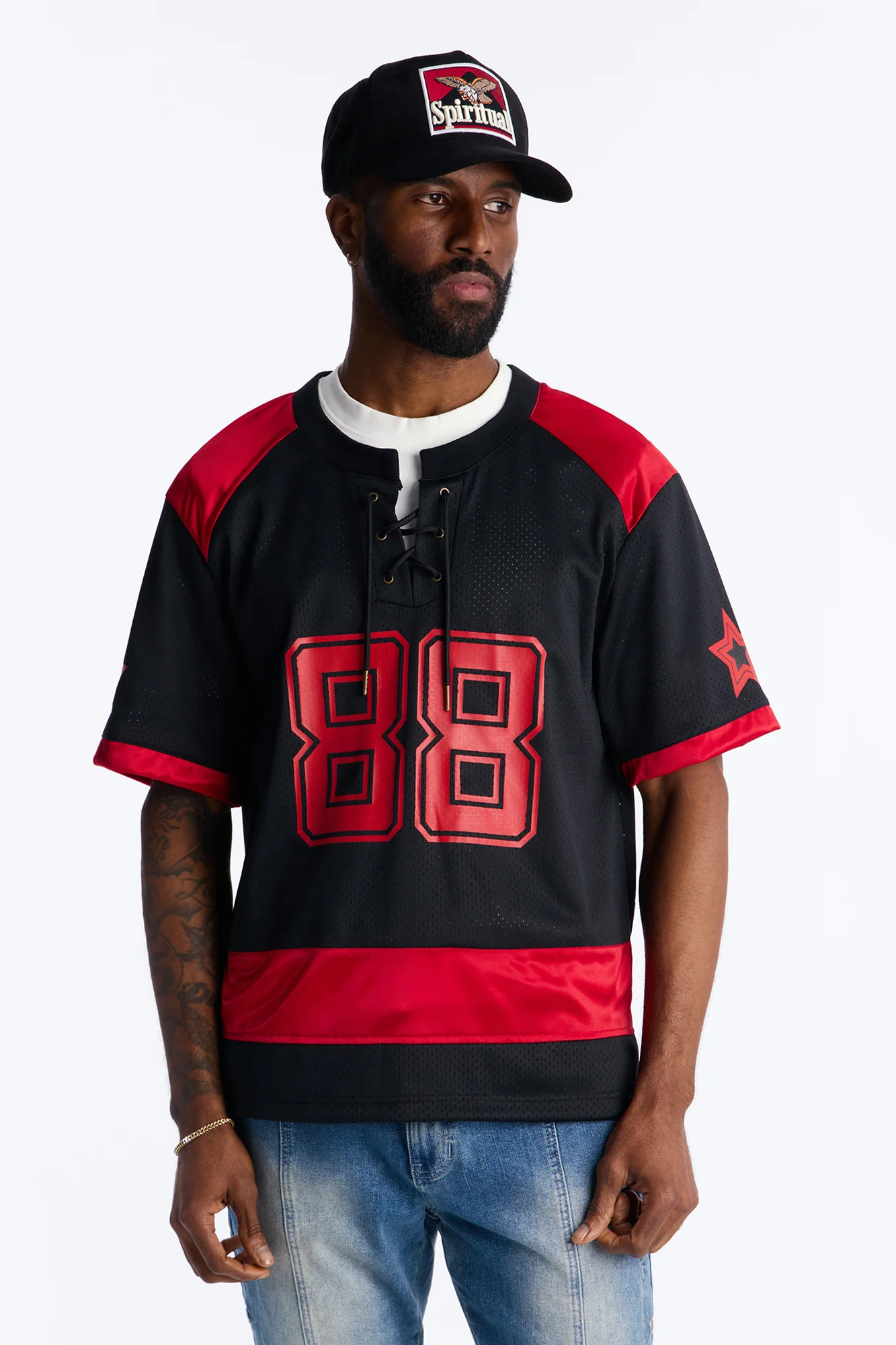 Relaxed Good Times Retro Varsity Jersey - Black