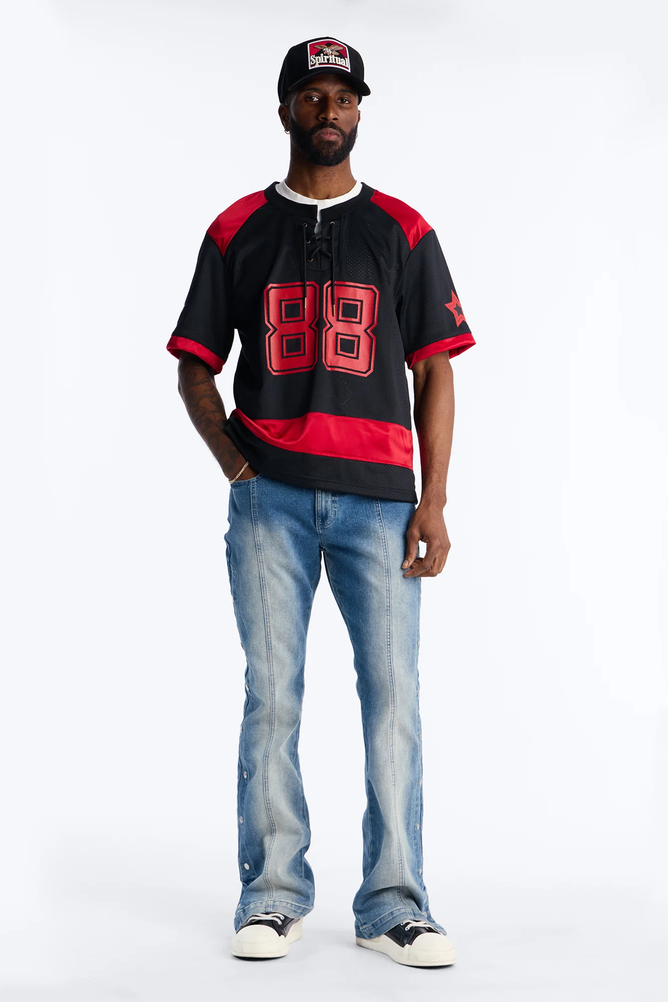 Relaxed Good Times Retro Varsity Jersey - Black - Image 2
