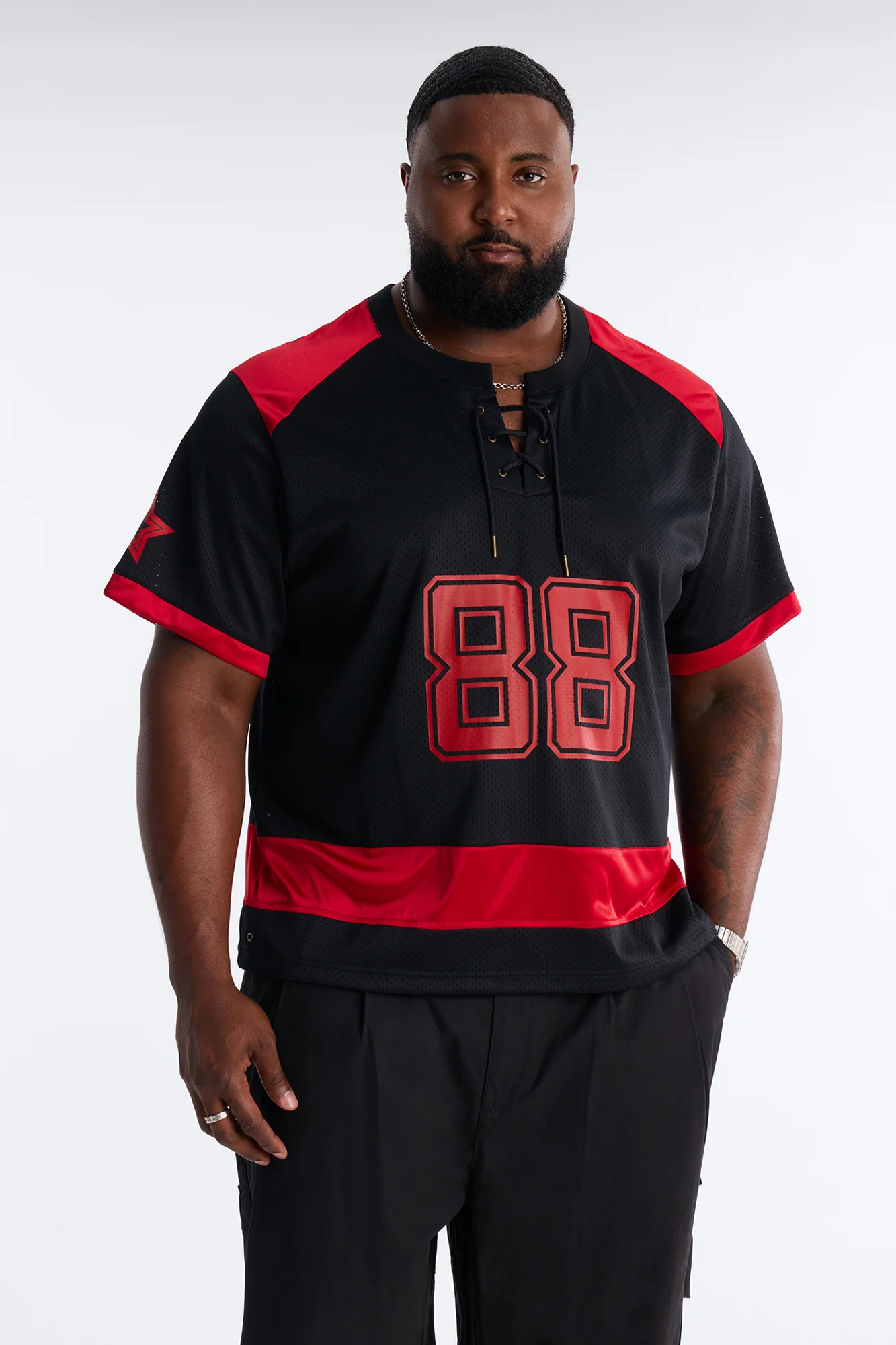 Relaxed Good Times Retro Varsity Jersey - Black - Image 5